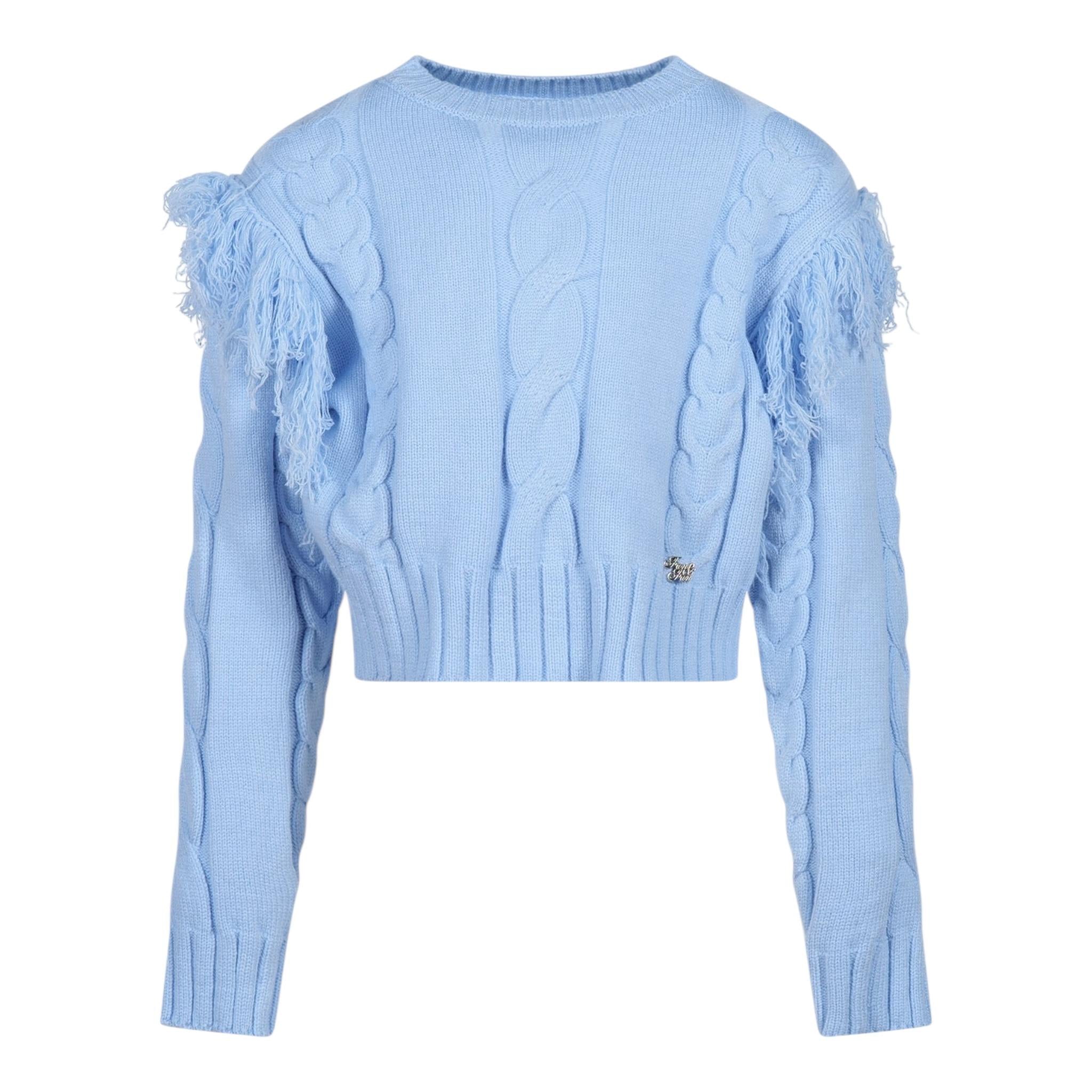 FUN & FUN maglia girocollo tinta unita cn frange Azzurro per Bambina FCJSW00049X AZZURRO FUN & FUN
