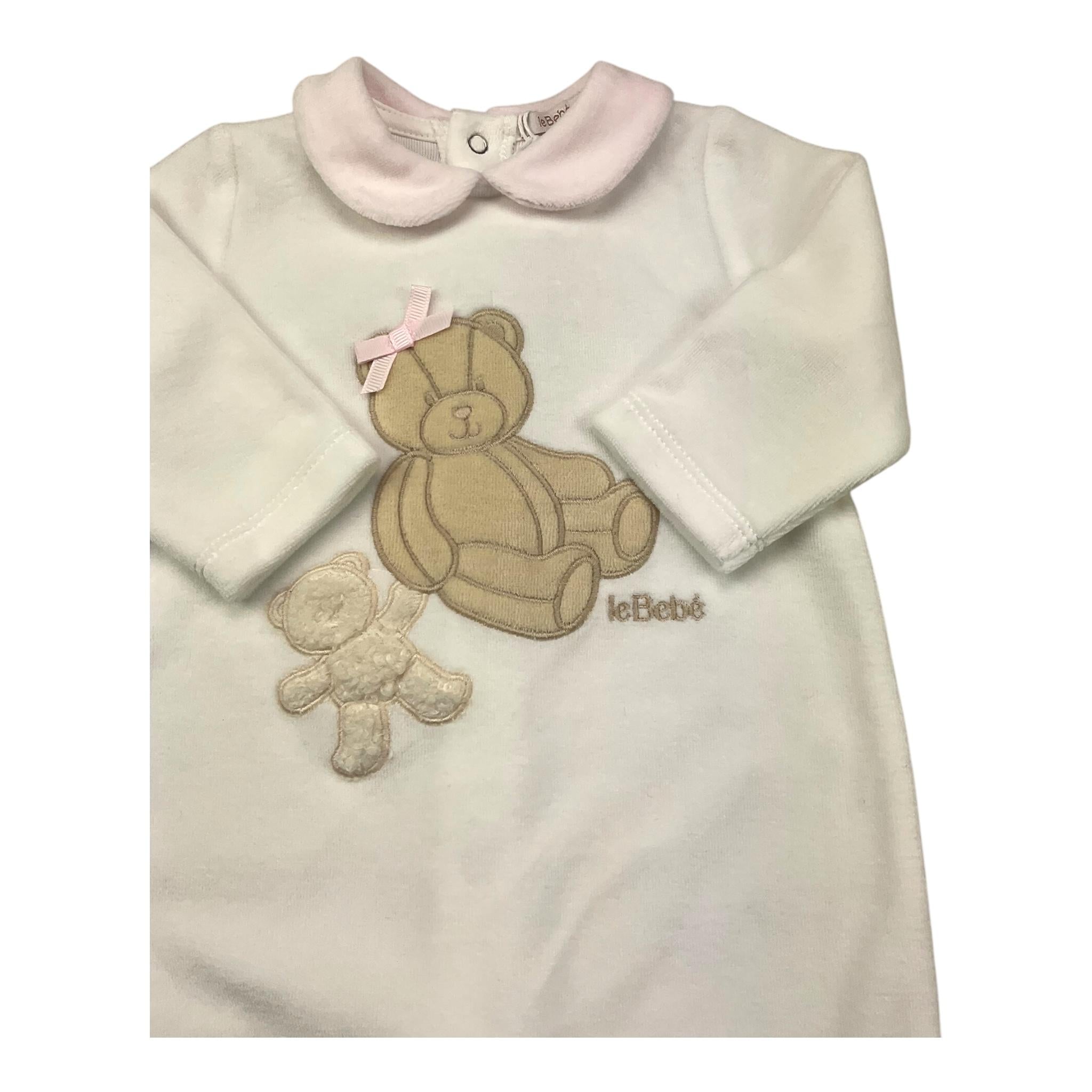 LE BEBE' tutina in ciniglia tinta unita Bianco per Neonata LBG6166 BIANCO LE BEBE'