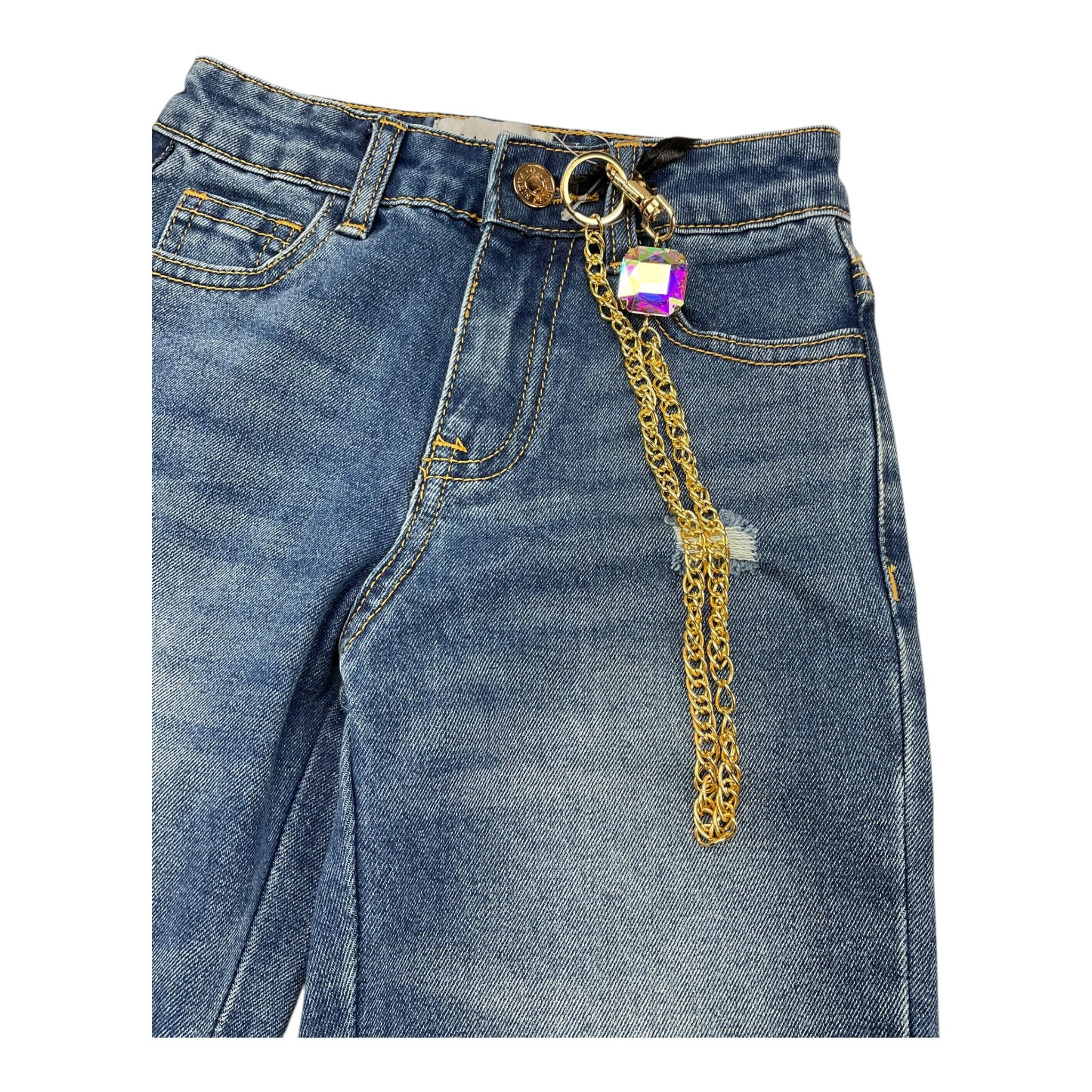 GAELLE jeans tinta unita con girovita regolabile Blu per Bambina 2741PD00309 BLU GAELLE