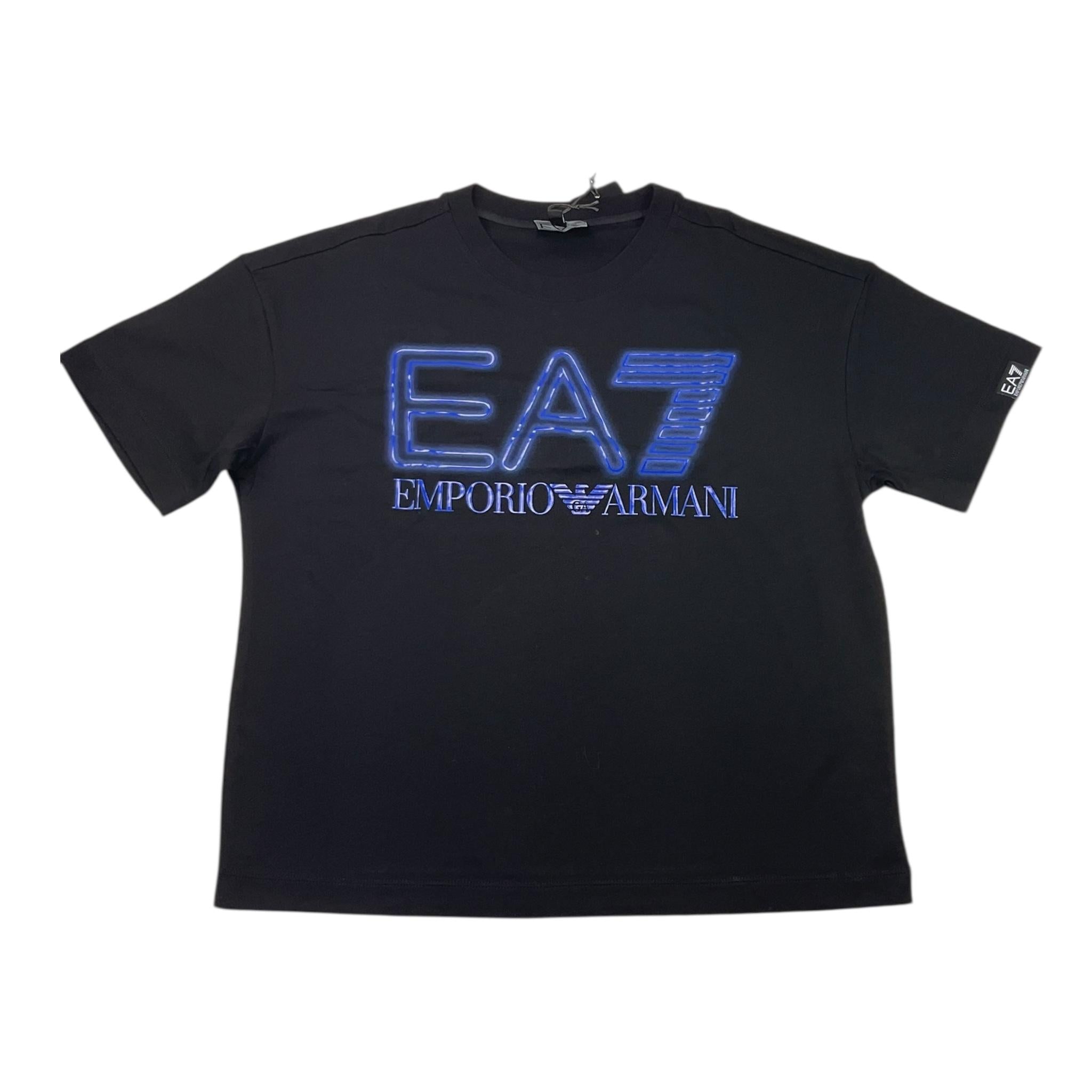 EMPORIO ARMANI t-shirt girocollo tinta unita con stampa Nero per Bambino 3DBT57 NERO EMPORIO ARMANI