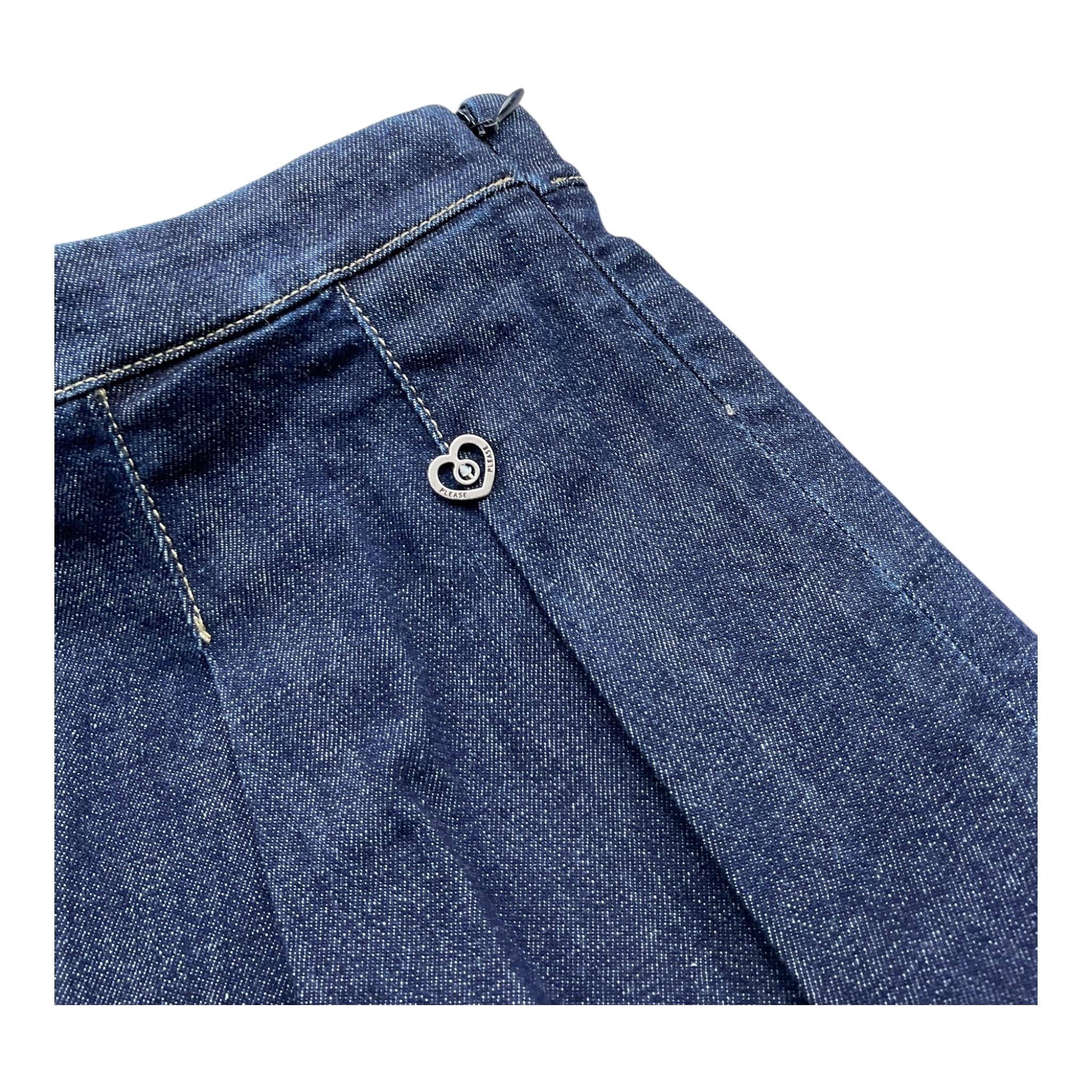 PLEASE gonna tinta unita in denim con girovita regolabile Blu per Neonata GB39012G65 BLU PLEASE