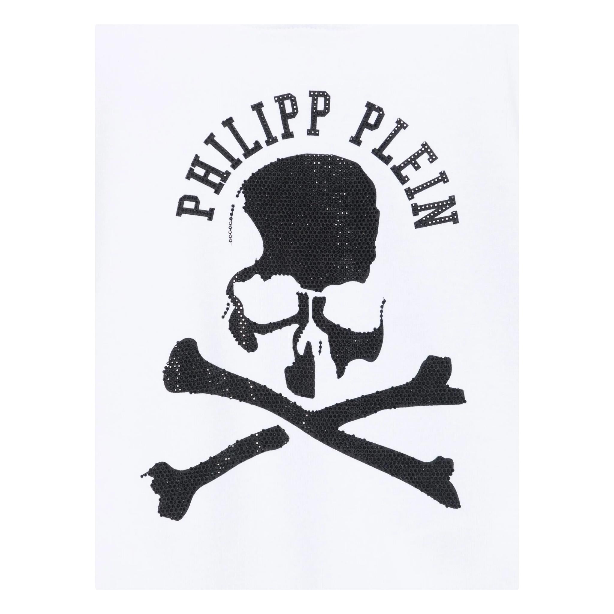 PHILIPPE PLEIN felpa chiusa con cappuccio tinta unita con stampa brillantinata Bianco per Bambino BJB0474 BIANCO PHILIPPE PLEIN