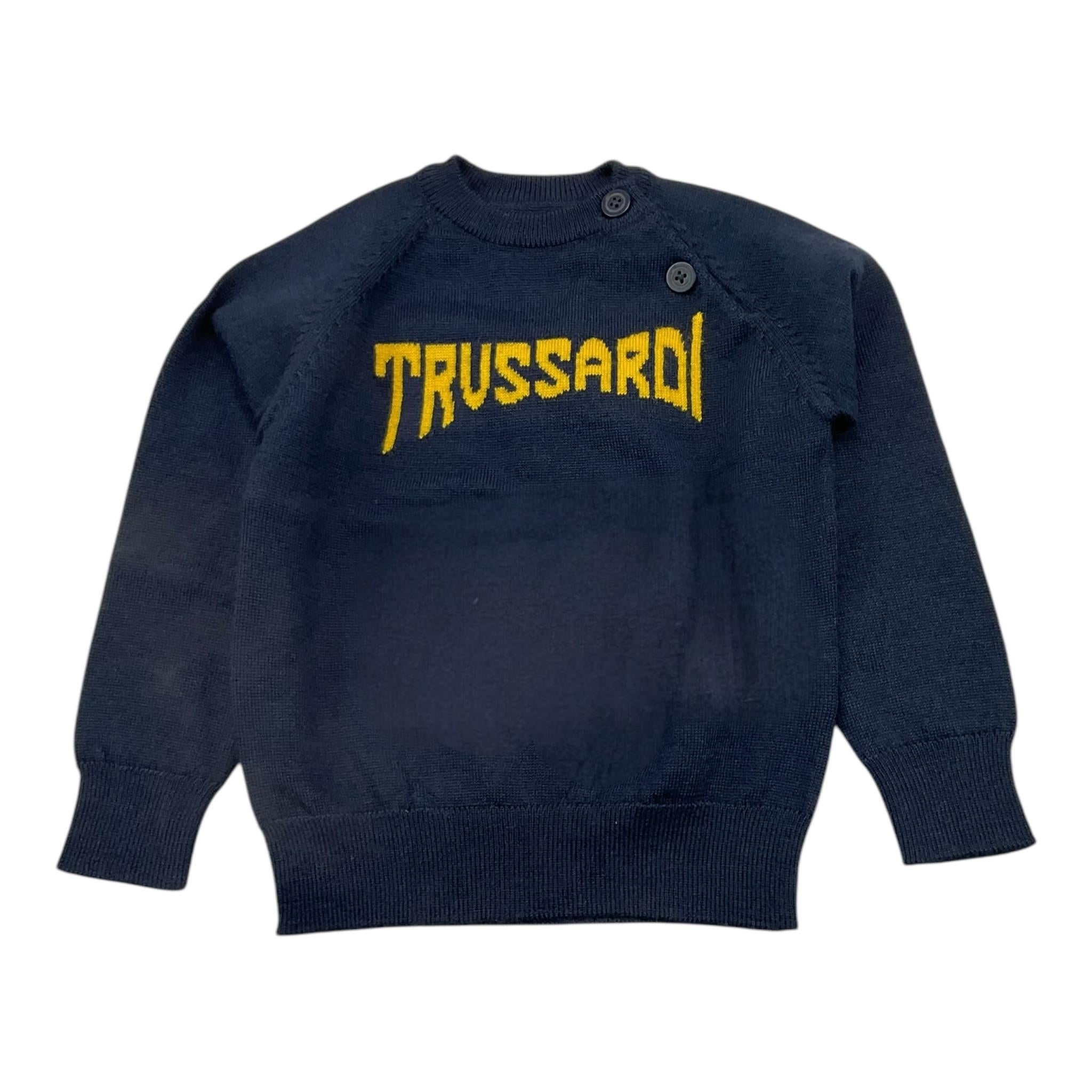 TRUSSARDI maglia tinta unita girocollo con stampa Blu per Neonato TIA24142MA BLU TRUSSARDI
