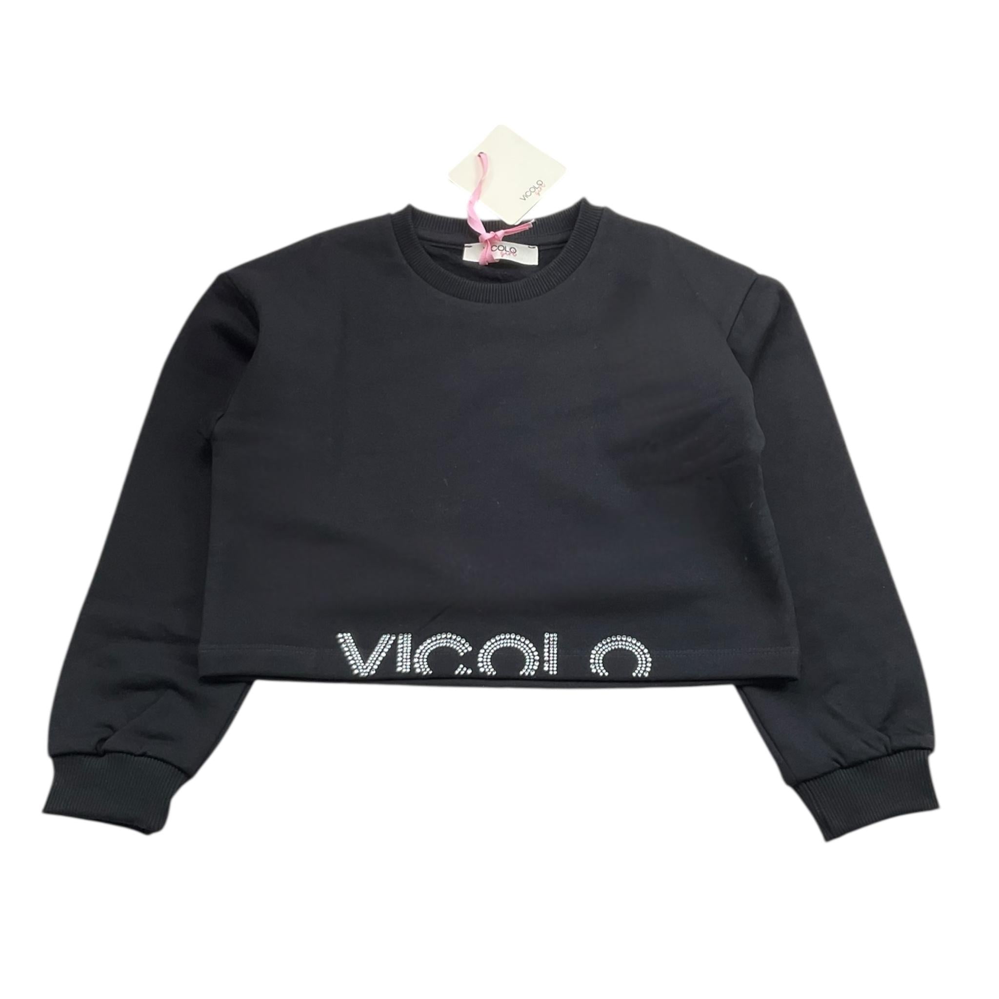VICOLO felpa girocollo tinta unita con brillantini Nero per Bambina 3141FY00177 NERO VICOLO