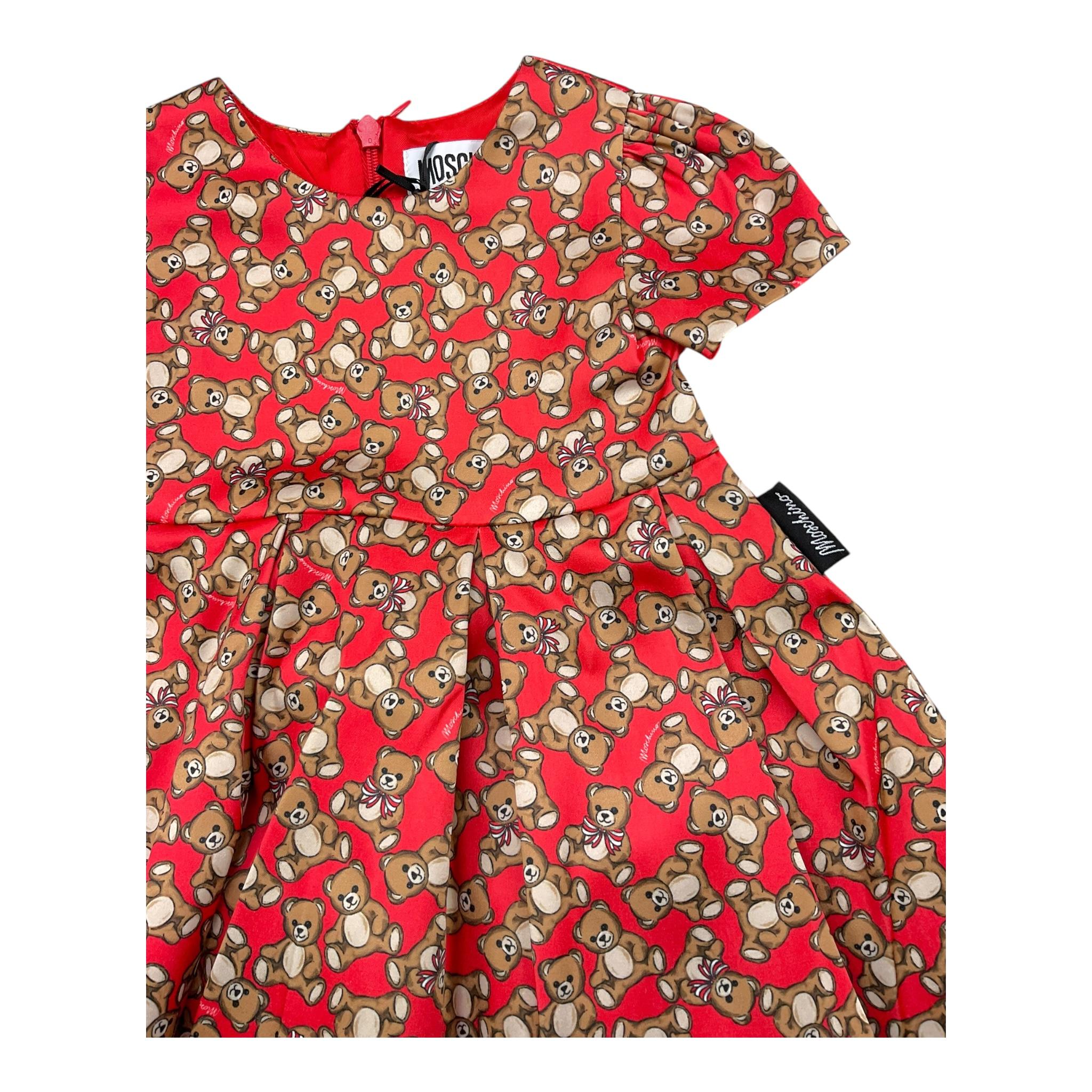 MOSCHINO abito tinta unita mezza manica con stampa Rosso per Neonata MDV0CP ROSSO MOSCHINO