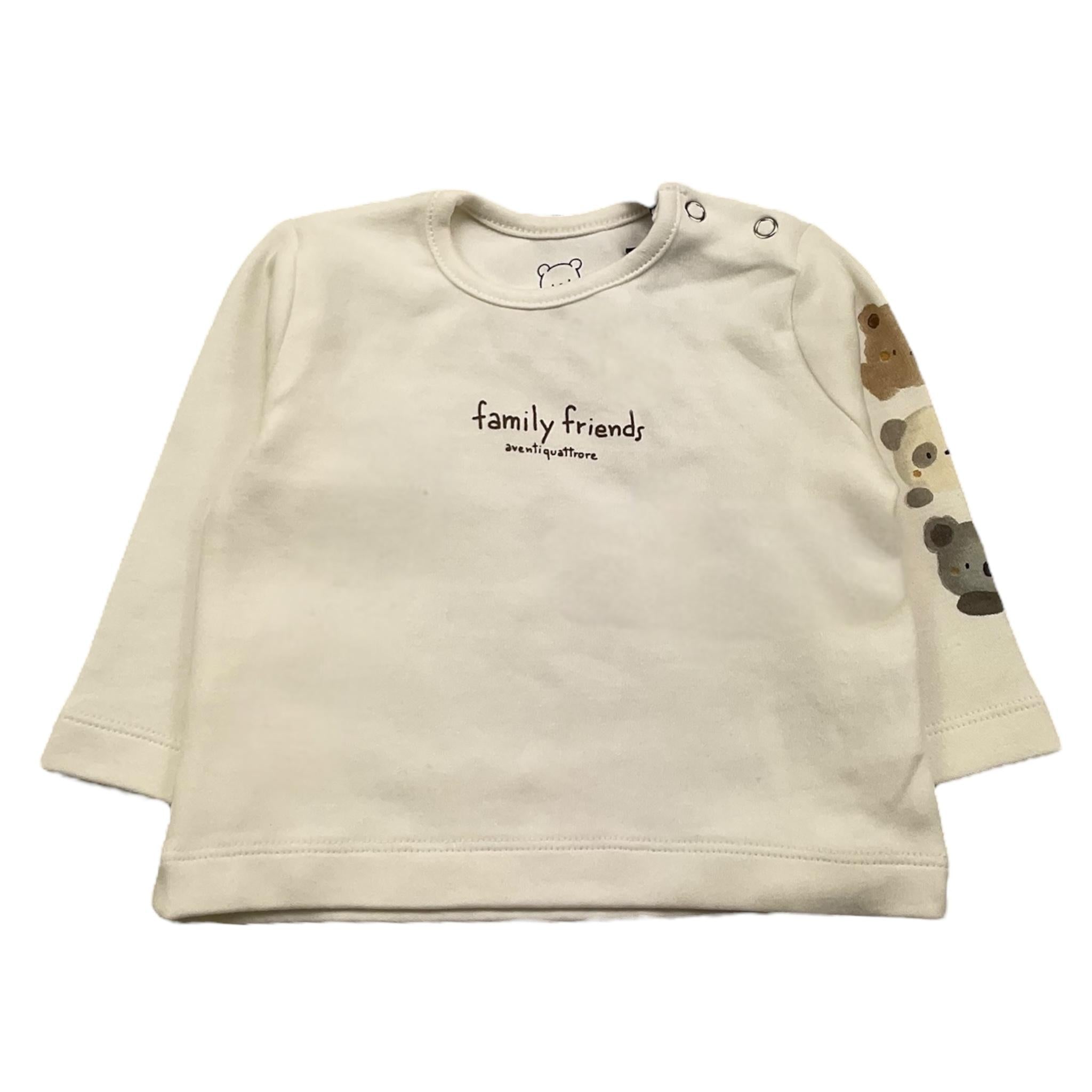 AVENTIQUATTRORE shirt girocollo tinta unita con stampa in contrast Panna per Neonata SHRTV PANNA AVENTIQUATTRORE