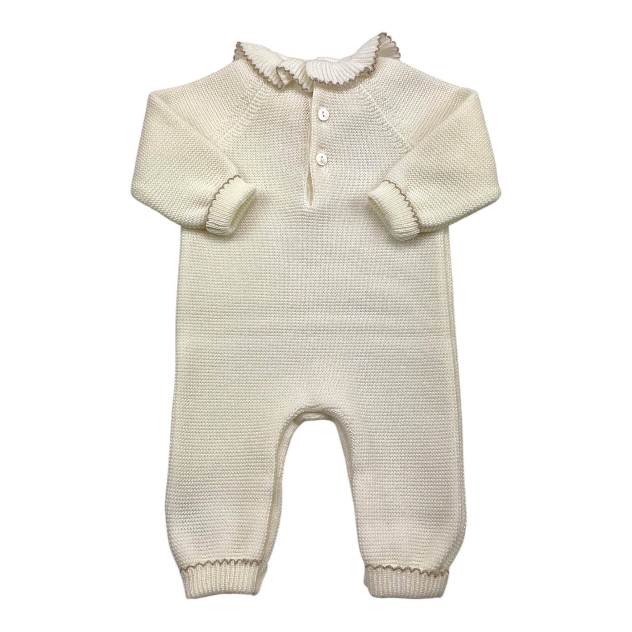 LITTLE BEAR tutina tinta unita con colletto in constrasto Panna per Neonata 9123 PANNA LITTLE BEAR