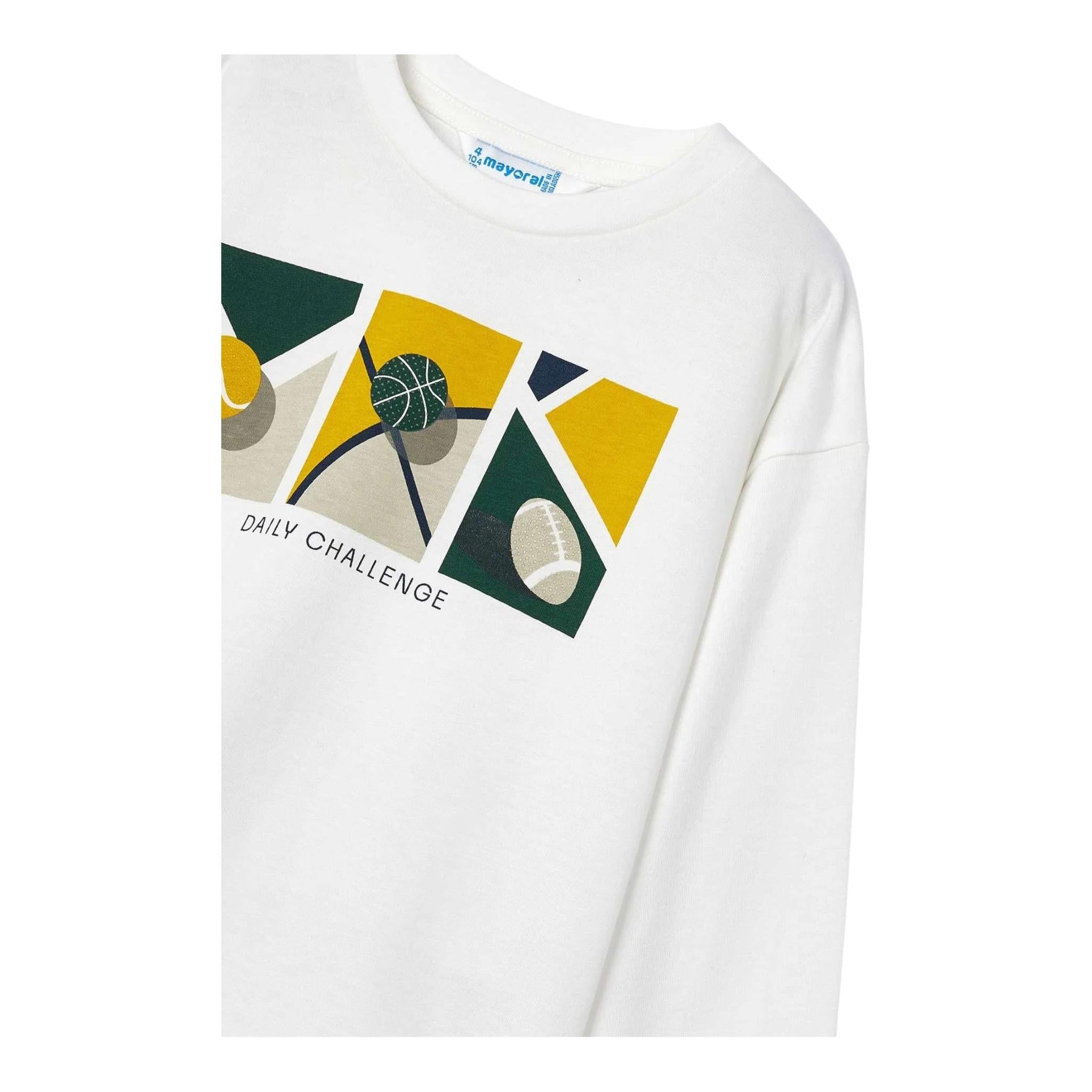 MAYORAL shirt girocollo tinta unita con stampa Bianco per Bambino 4043 BIANCO MAYORAL