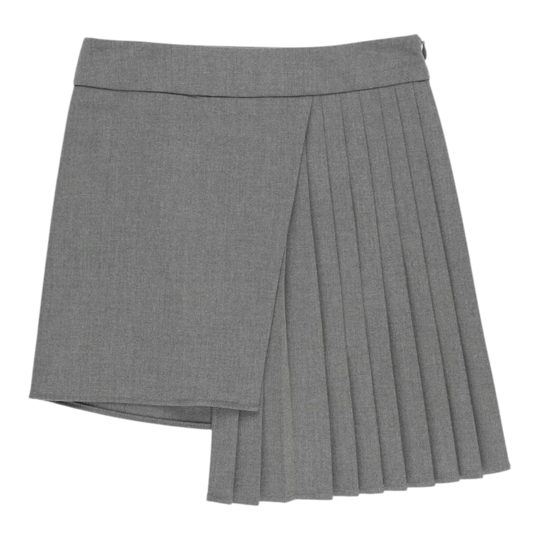 TWINSET gonna tinta unita plissettata asimmetrica Grigio per Bambina 242GJ2117 GRIGIO TWINSET