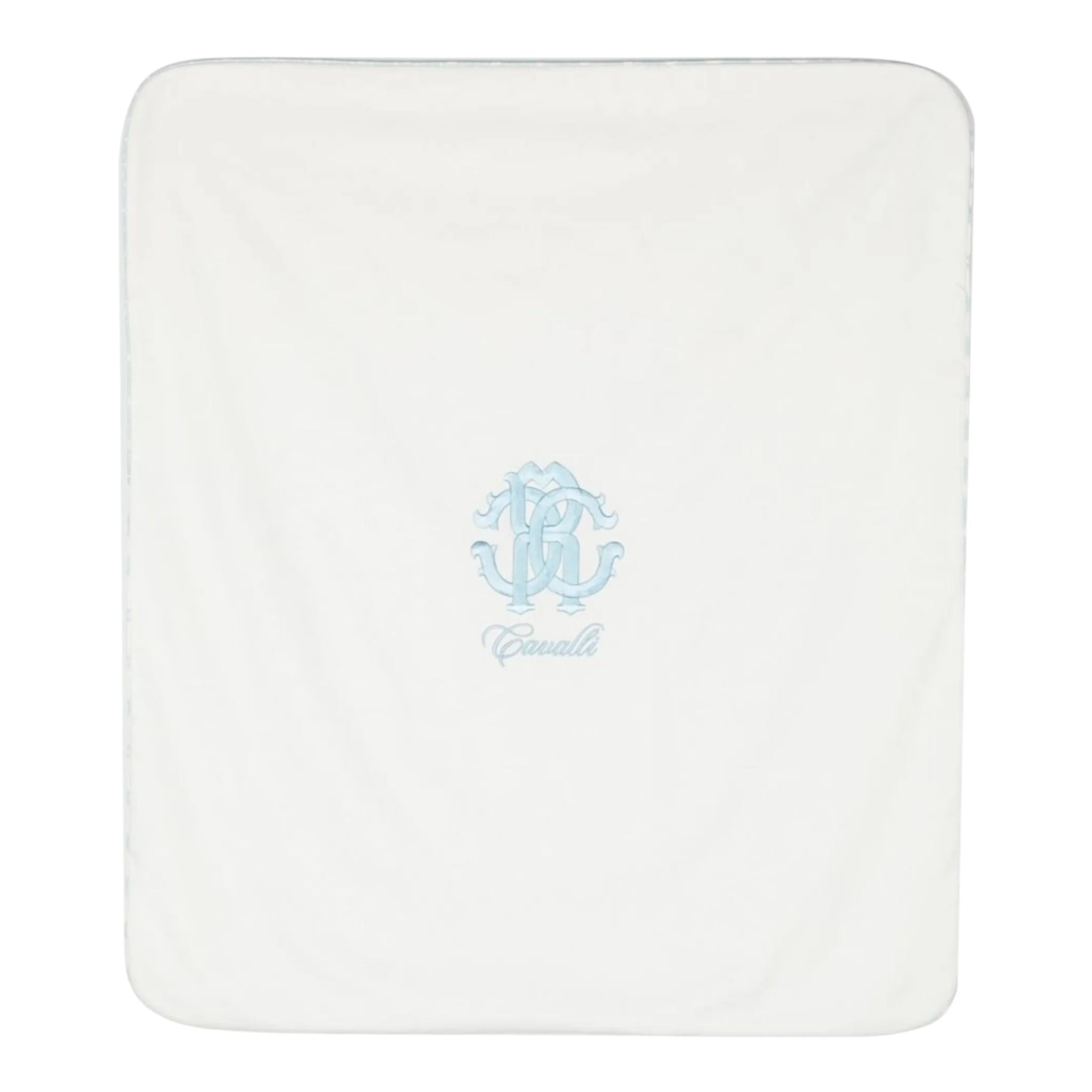 ROBERTO CAVALLI coperta tinta unita con stampa fantasia Bianco/azzurro per Neonato TJT806 BIANCO/AZZURRO ROBERTO CAVALLI