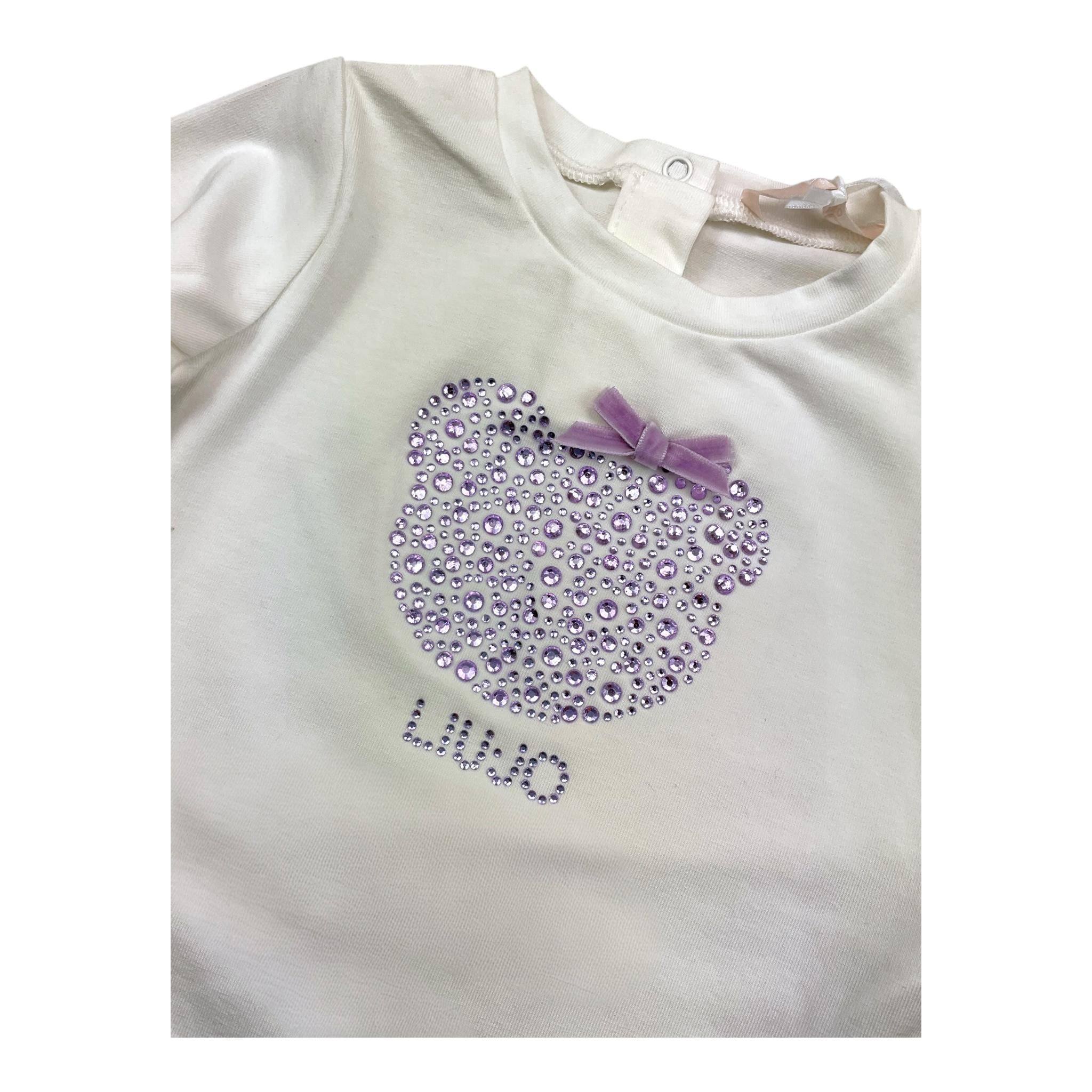 LIU JO shirt girocollo tinta unita con stampa brillantinata Panna per Neonata HF4055 PANNA LIU JO