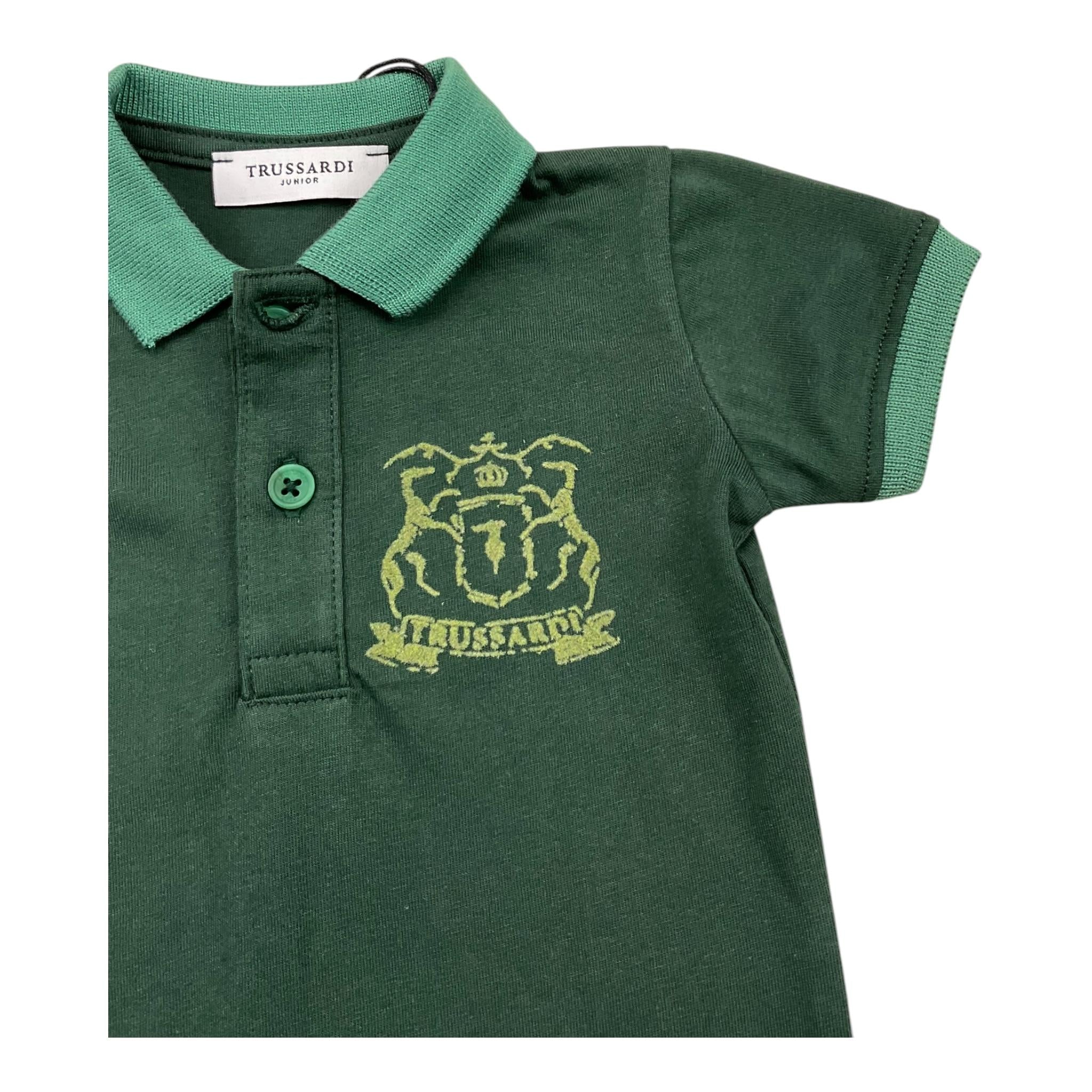 TRUSSARDI polo tinta unita con stampa Verde per Neonato TIA25139P VERDE TRUSSARDI