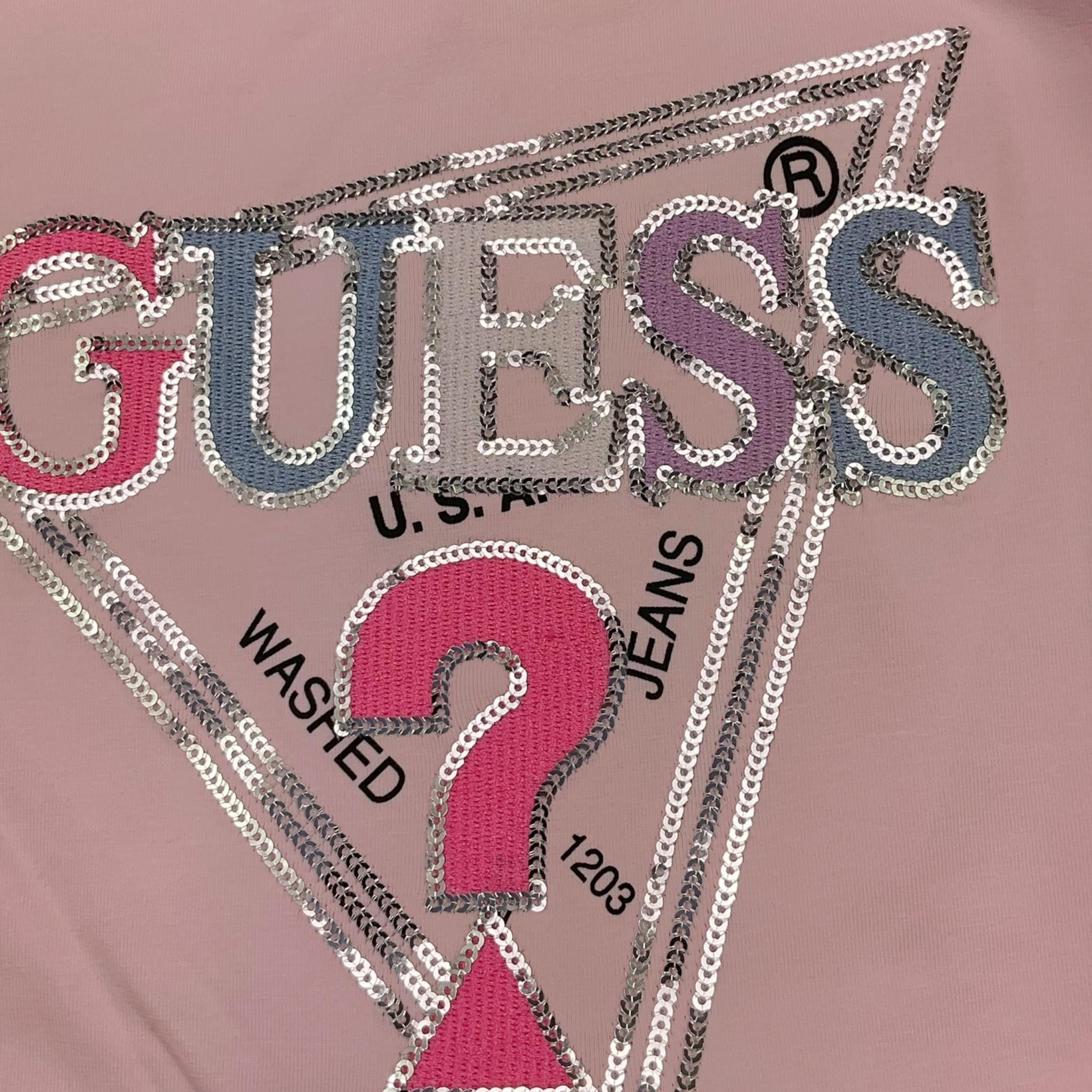 GUESS shirt tinta unita girocollo con stampa Rosa per Bambina J4YI05K6YW4 ROSA GUESS