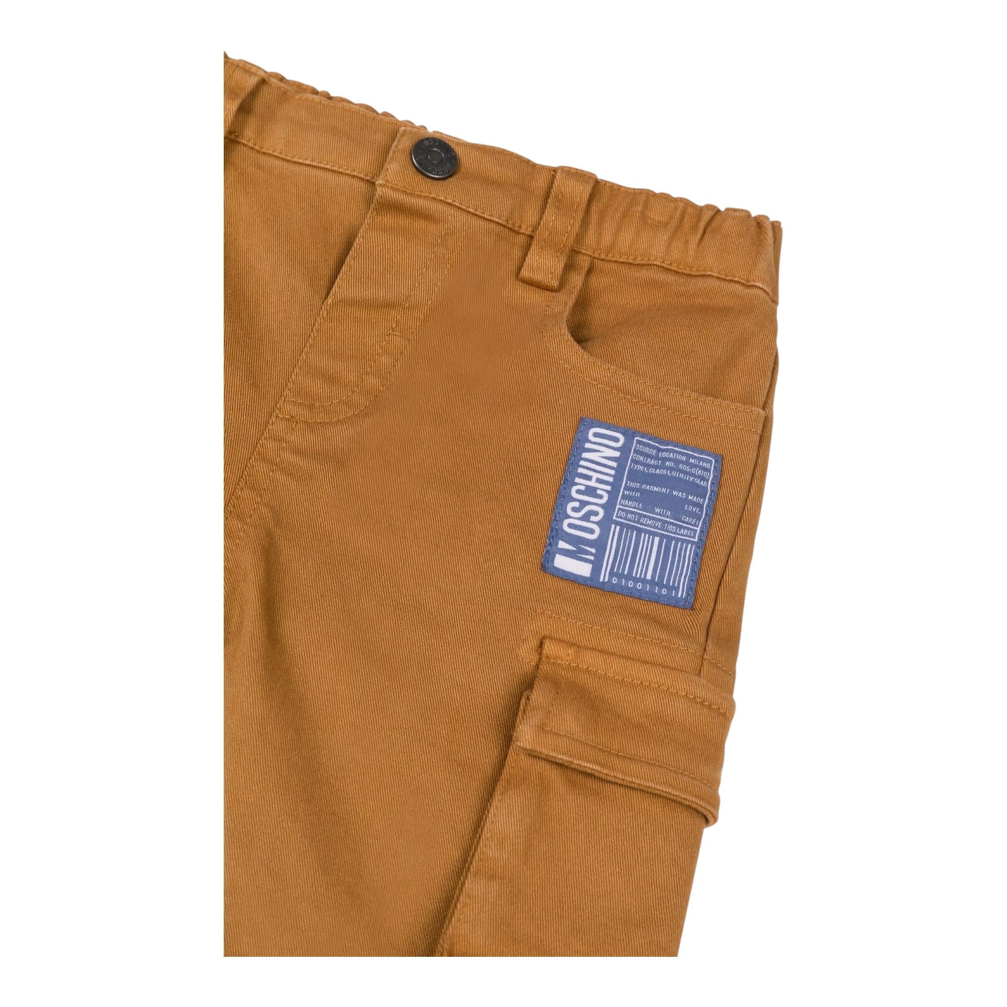 MOSCHINO pantalone tinta unita con elastico in vita Marrone per Bambino MUP055JX MARRONE MOSCHINO