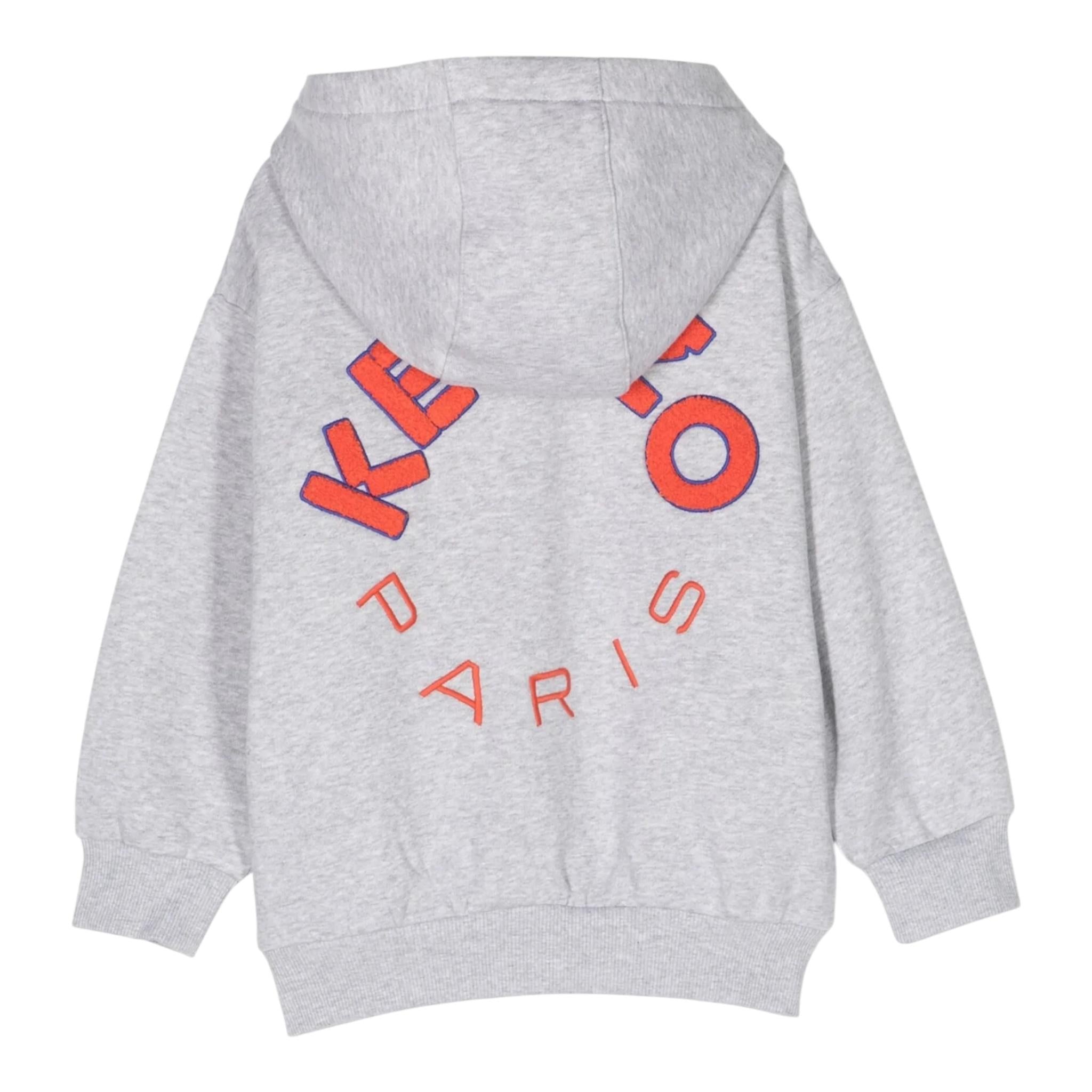 KENZO felpa con zip e cappuccio tinta unita Grigio per Neonato K05493 GRIGIO KENZO