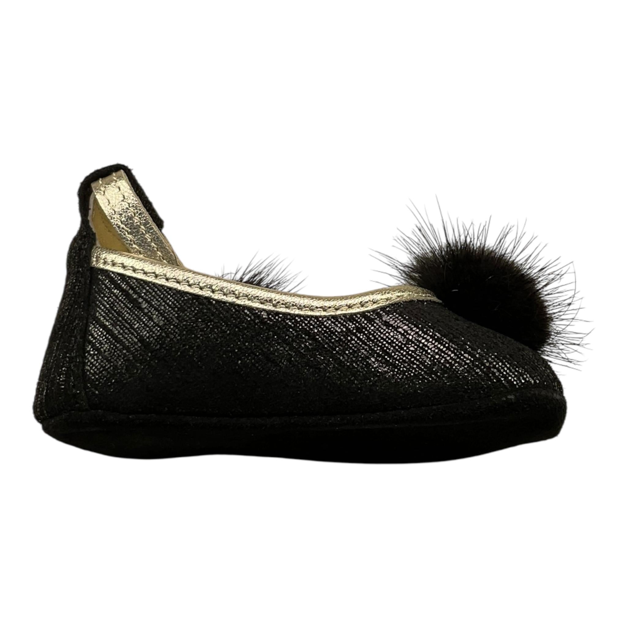 DONATINA ballerina tinta unita con pon pon Nero per Neonata BUTTERFLY NERO DONATINA