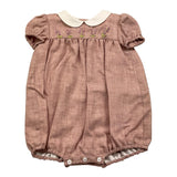 ILFAROBIMBI pagliaccetto mezza manica tinta unitacon ricami Rosa per Neonata INF50981 ROSA ILFAROBIMBI