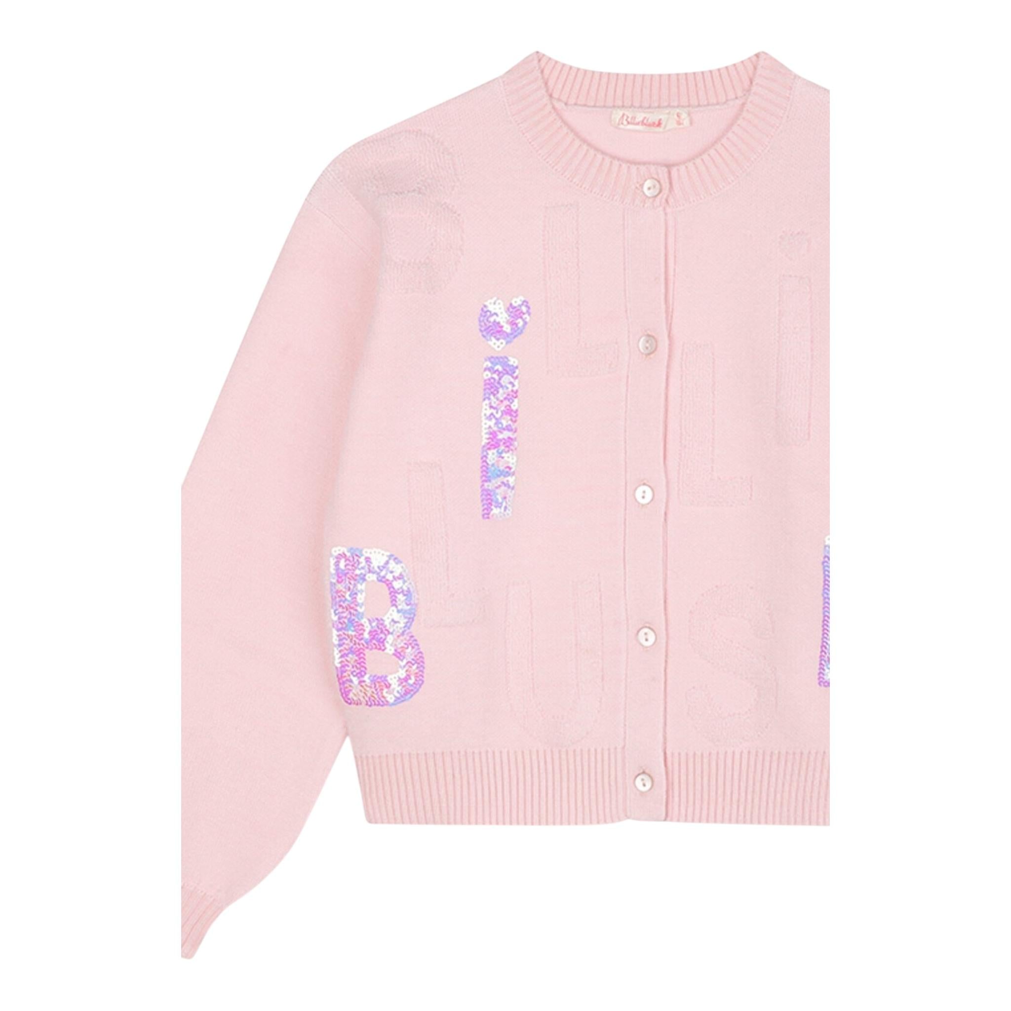 BillIEBLUSH cardigan tinta unita con paillettes Rosa per Bambina U20458 ROSA BillIEBLUSH