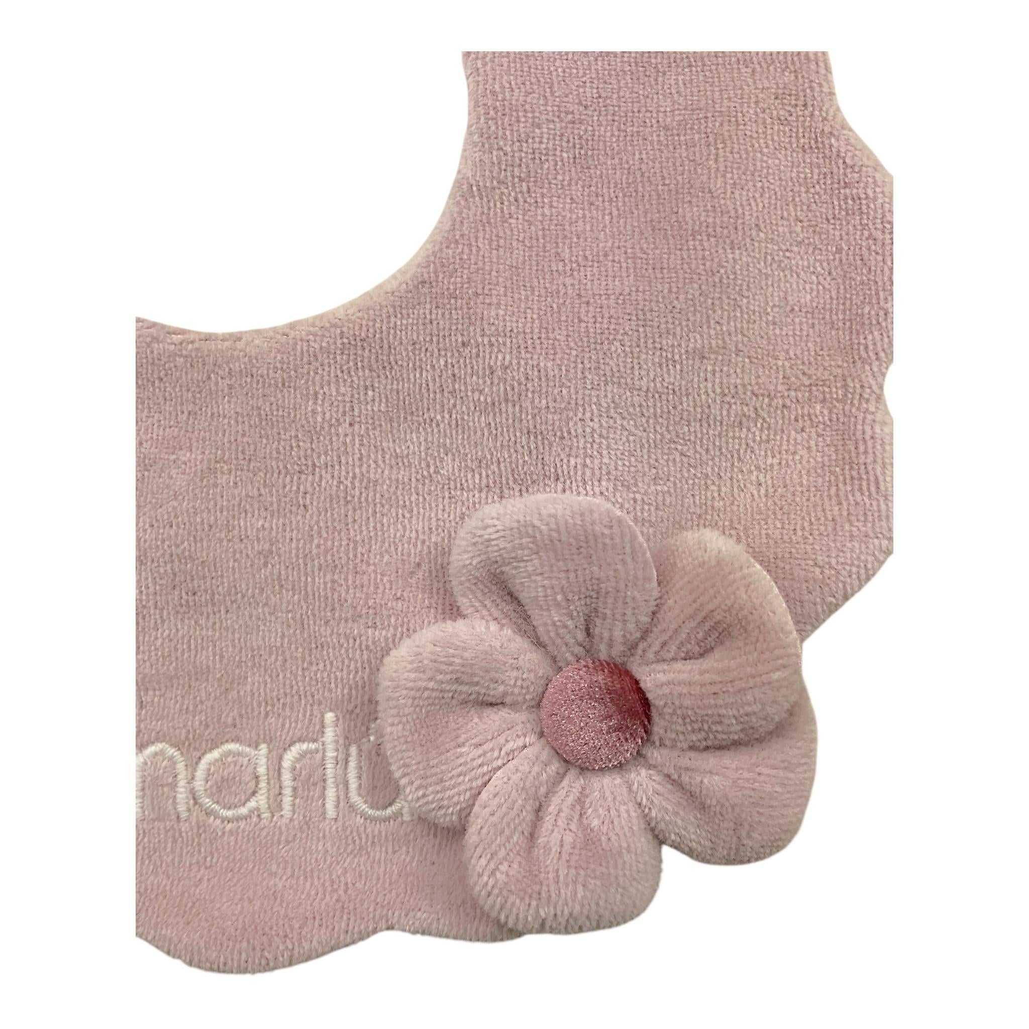 MARLU' bavetta tinta unita con applicazione Rosa per Neonata IB10BAV ROSA MARLU'