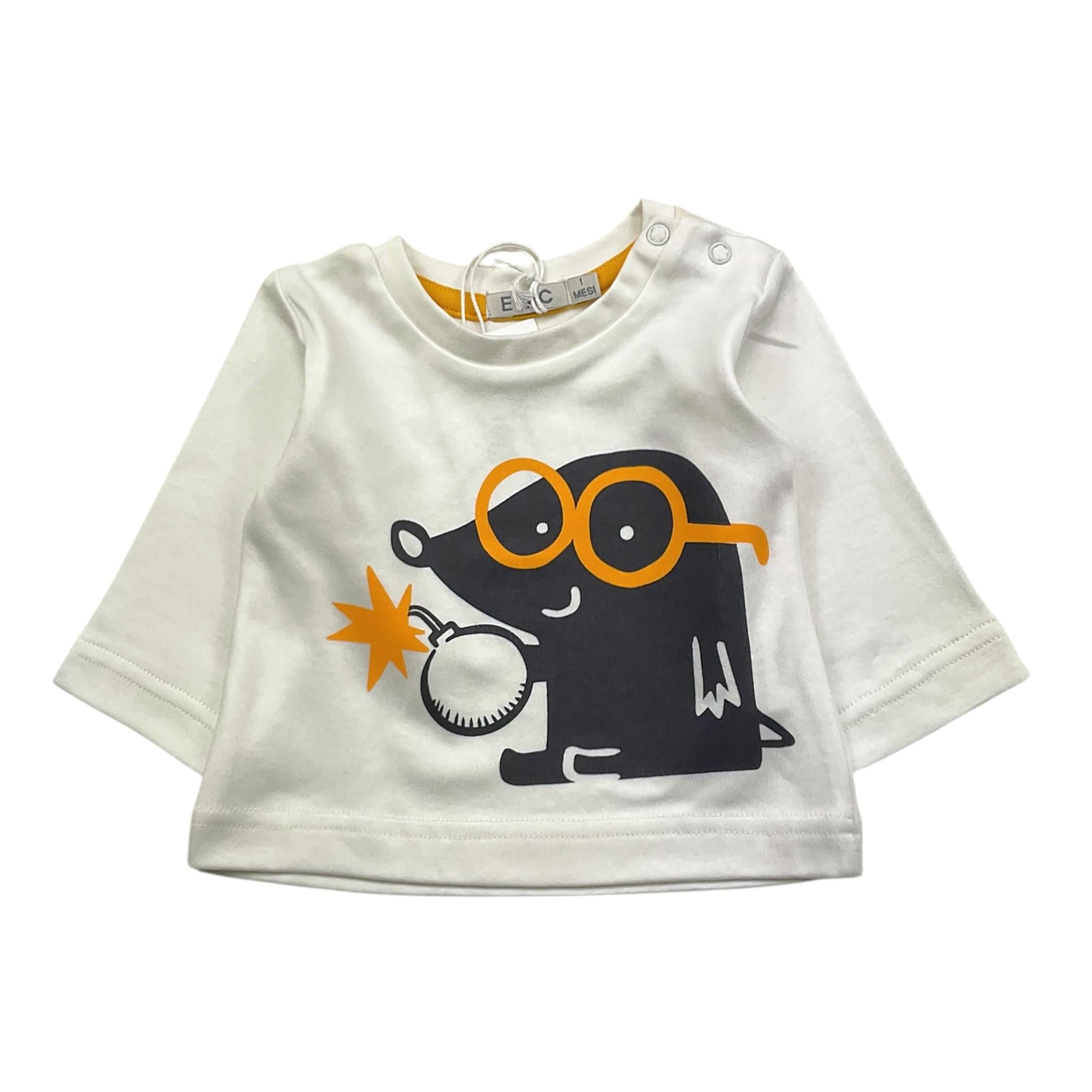 EMC shirt gircollo tinta unita con stampa Bianco per Neonato BX2262 BIANCO EMC