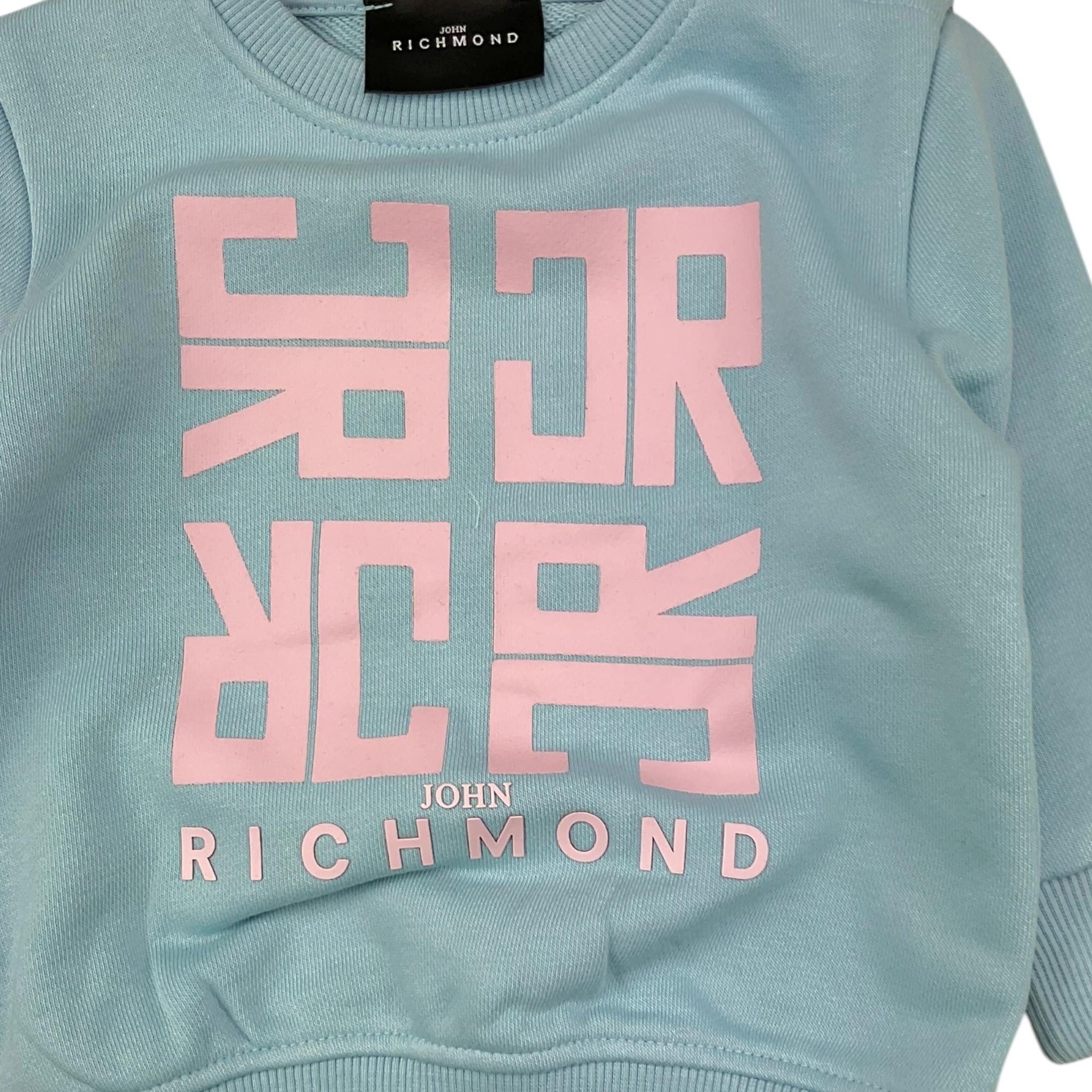 JOHN RICHMOND completo 2pz felpa-pantalone tinta unita con stampa Azzurro per Neonata RIA25087CF AZZURRO JOHN RICHMOND