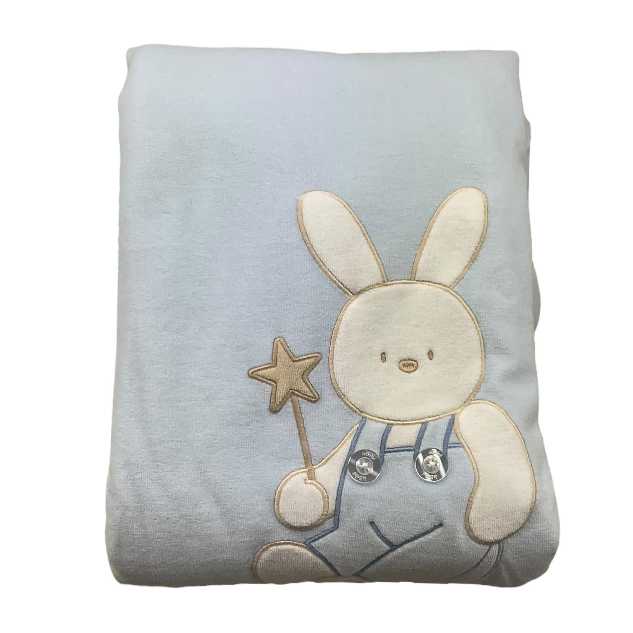 LE BEBE' coperta tinta unita con stampa in ciniglia Azzurro per Neonato LBB5069 AZZURRO LE BEBE'