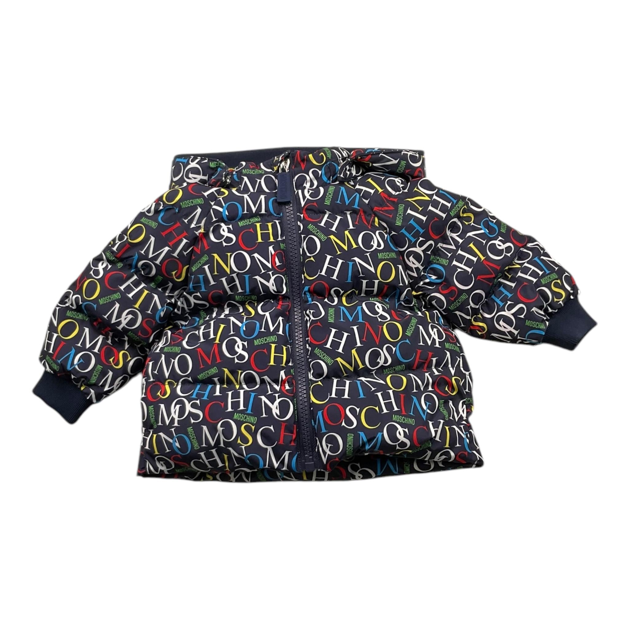MOSCHINO giubbino tinta unita logato con zip e cappuccio Blu per Neonato MUS031 BLU MOSCHINO