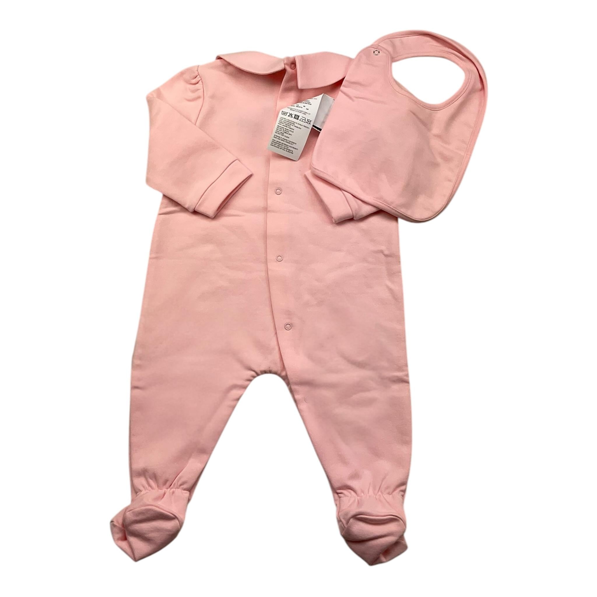 MOSCHINO set tutina tinta unita con bavetta Rosa per Neonata MDY01A ROSA MOSCHINO