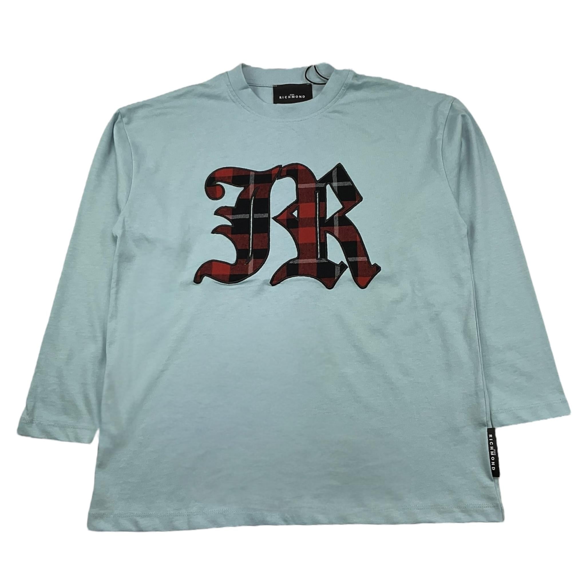 JOHN RICHMOND shirt girocollo tinta unita con stampa in contrasto Azzurro per Bambino RBA25156TS AZZURRO JOHN RICHMOND