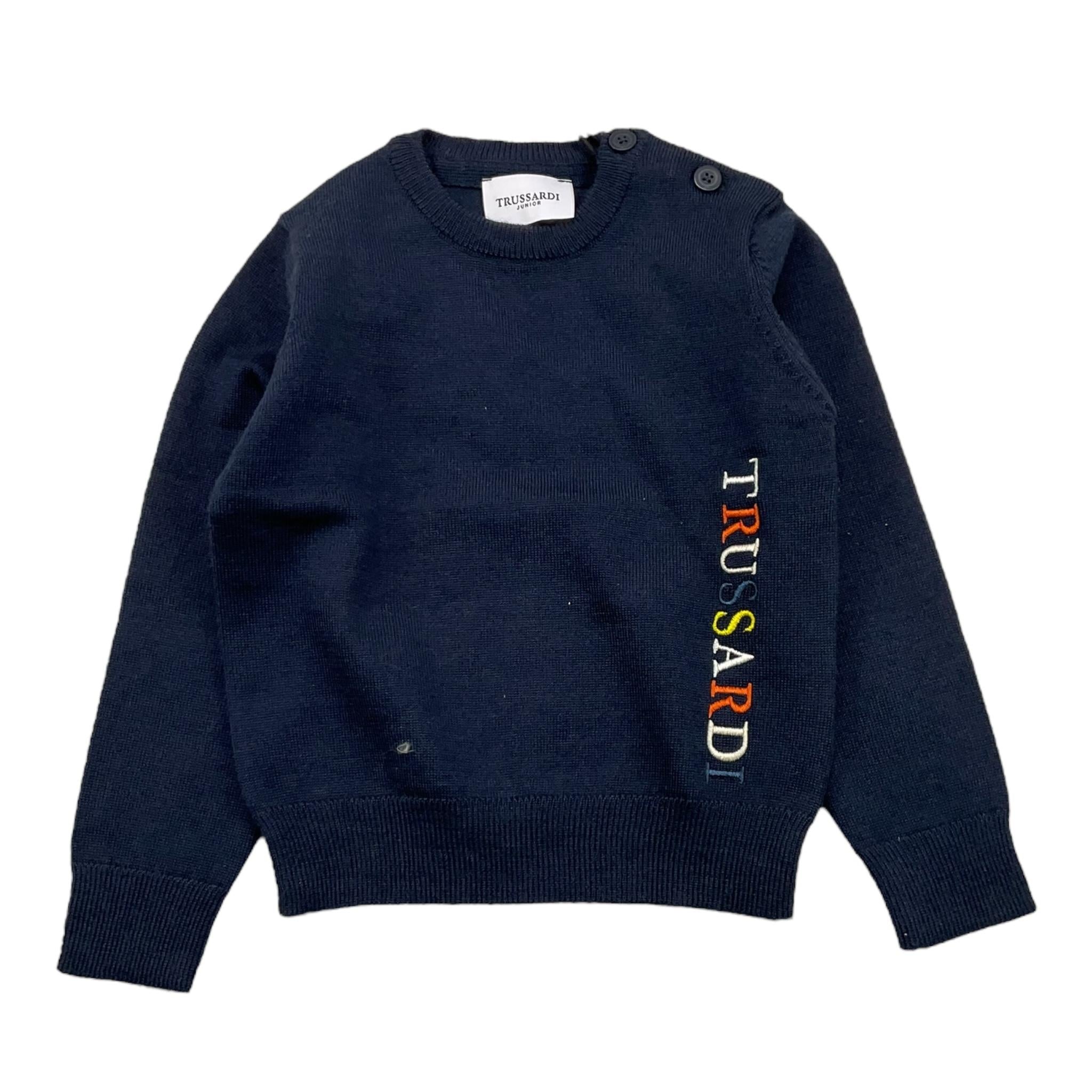 TRUSSARDI maglia tinta unita girocollo con stampa Blu per Neonato TIA24149MA BLU TRUSSARDI