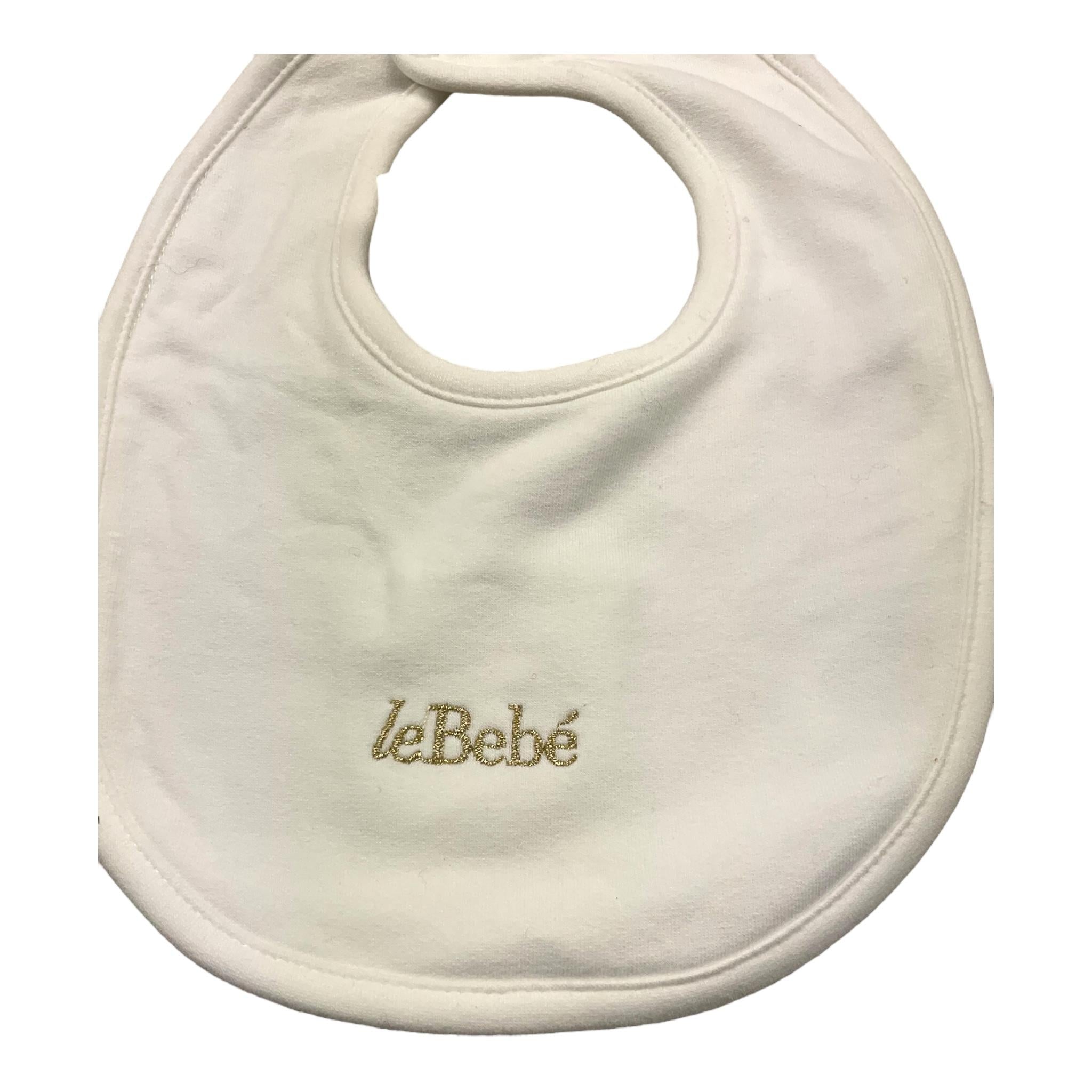 LE BEBE' bavetta tinta unita con logo Bianco per Neonata LBG6028 BIANCO LE BEBE'