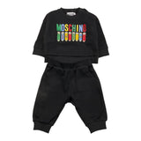 MOSCHINO completo 2pz tinta unita felpa-pantalone Nero per Neonato MUK05F NERO MOSCHINO
