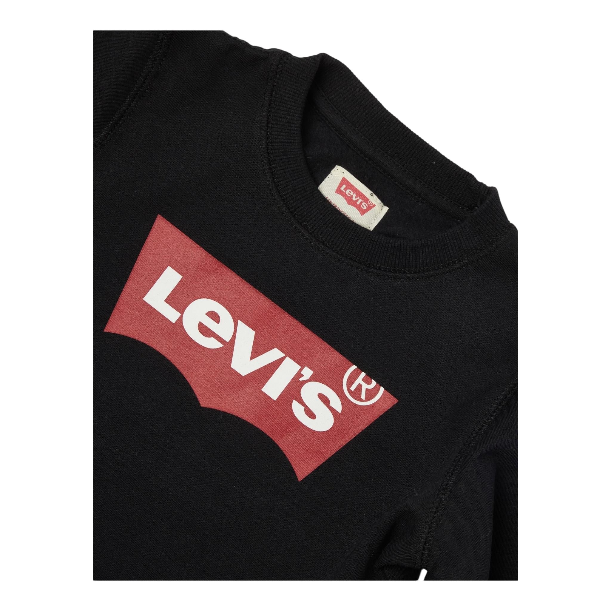 LEVI'S felpa chiusa girocollo tinta unita con stampa logo Nero per Bambino 8E9079 NERO LEVI'S