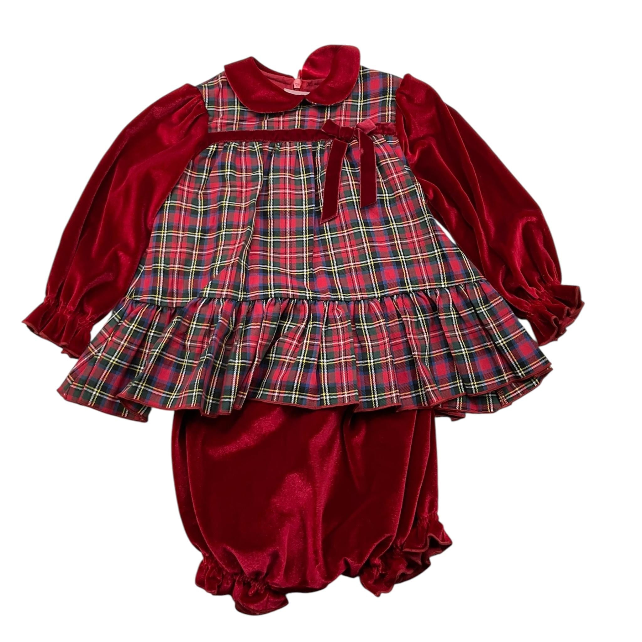 LA STUPENDERIA abito manica lunga tinta unita con culotte Rosso per Neonata TBAB58 ROSSO LA STUPENDERIA
