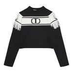 TWINSET maglia girocollo tinta unita con frange Nero per Bambina 242GJ3163XXX NERO TWINSET