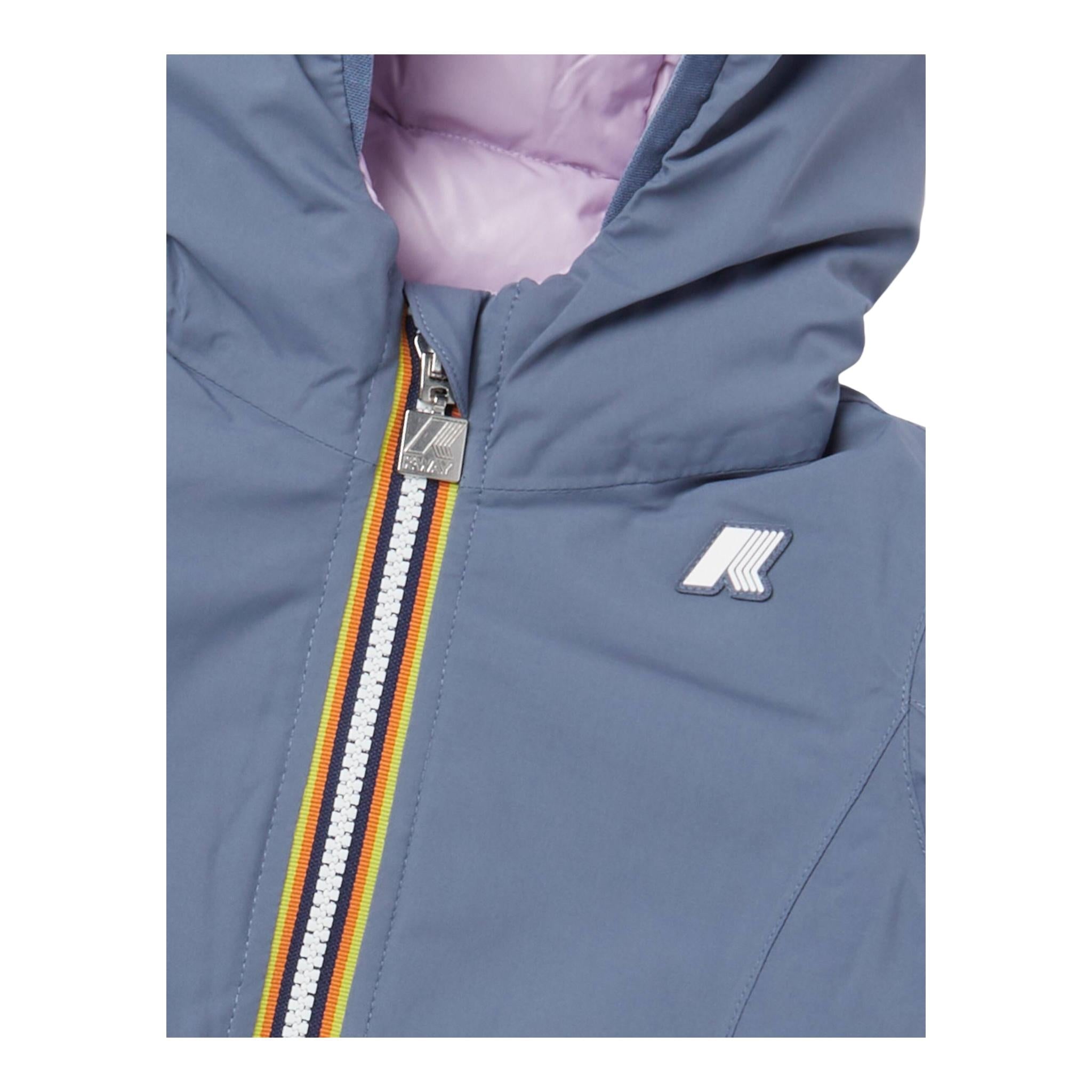 K-WAY giubbino reversibile con zip e cappuccio bicolore Azzurro/lilla per Bambina K5123QWX AZZURRO/LILLA K-WAY