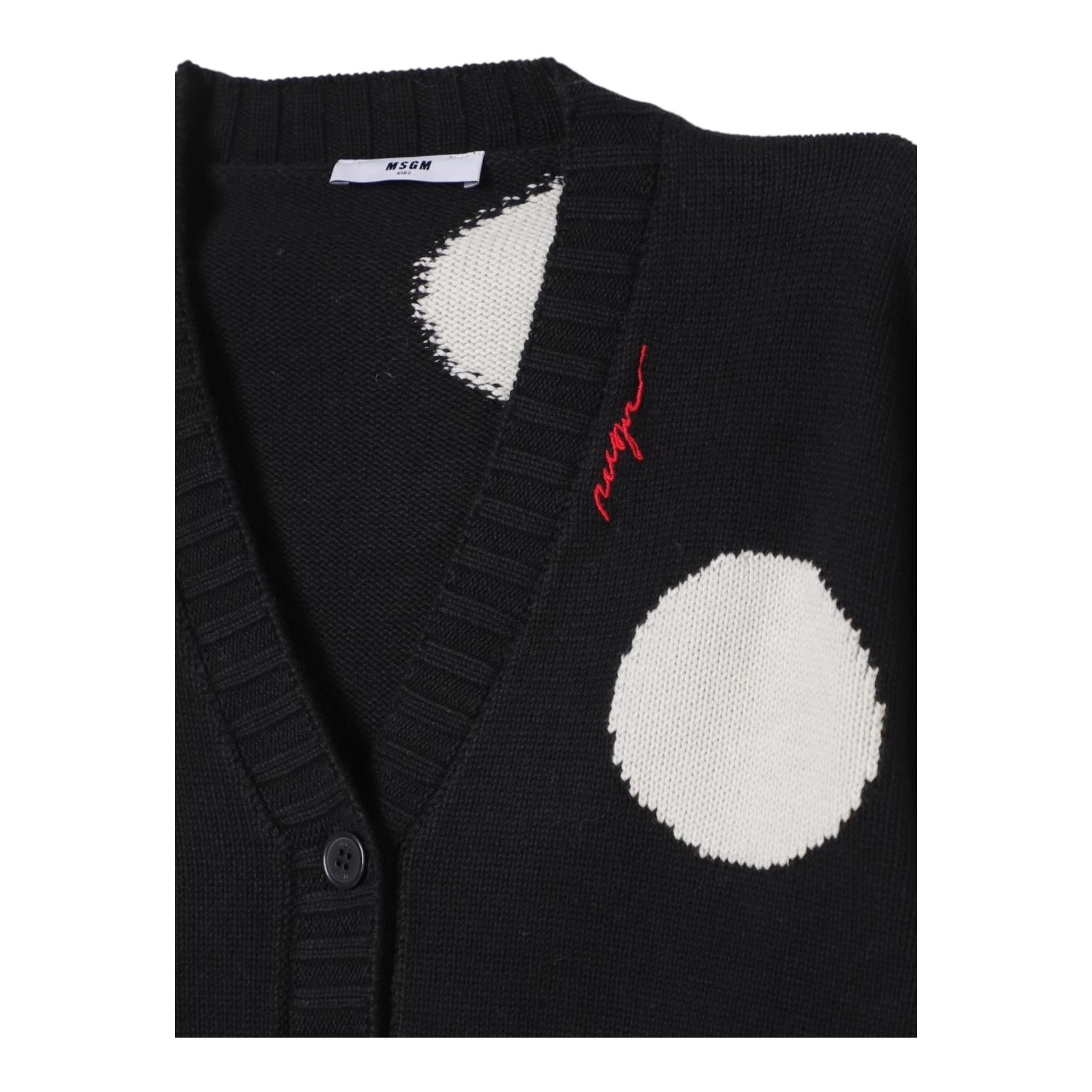 MSGM cardigan tinta unita con stampa cerchi Nero per Bambina F4MSJGCA133 NERO MSGM