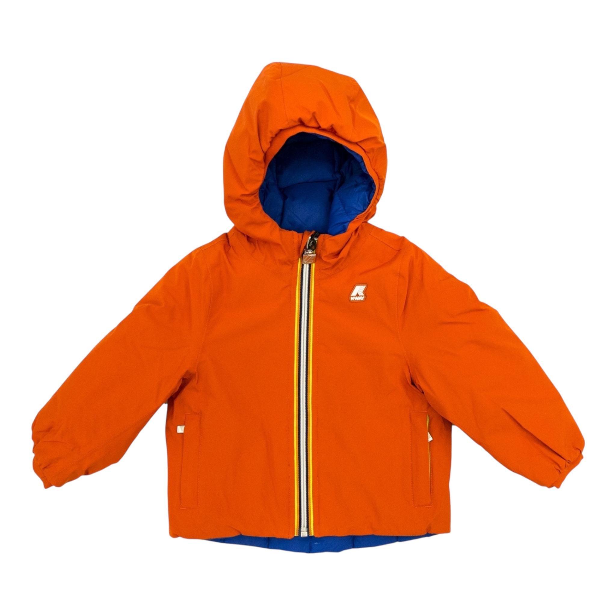 K-WAY giubbino reversibile bicolore con cappuccio Blu/arancione per Bambino K21383W BLU/ARANCIONE K-WAY