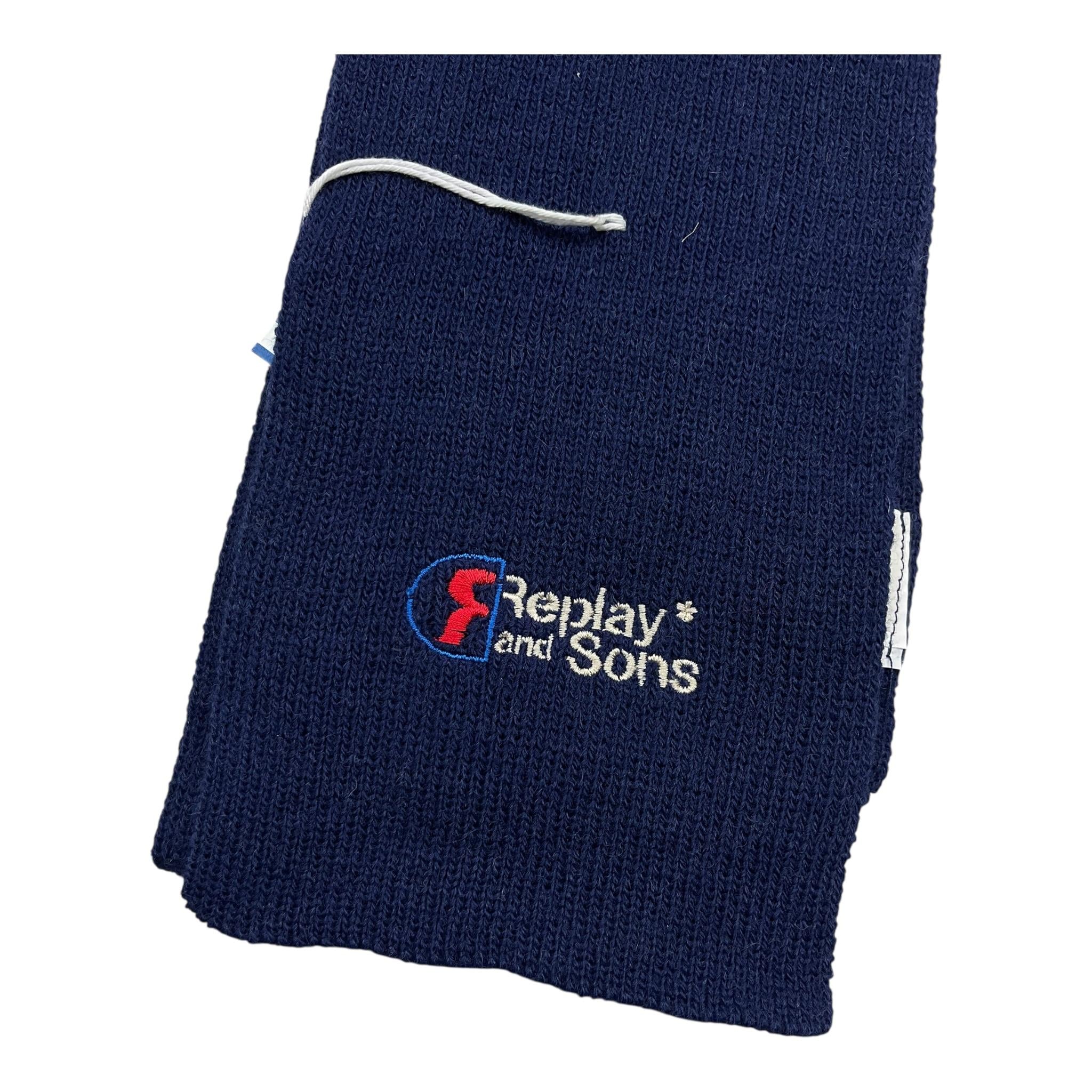 REPLAY & SONS sciarpa tinta unita con ricami in contrasto Blu per Bambino Q125 BLU REPLAY & SONS