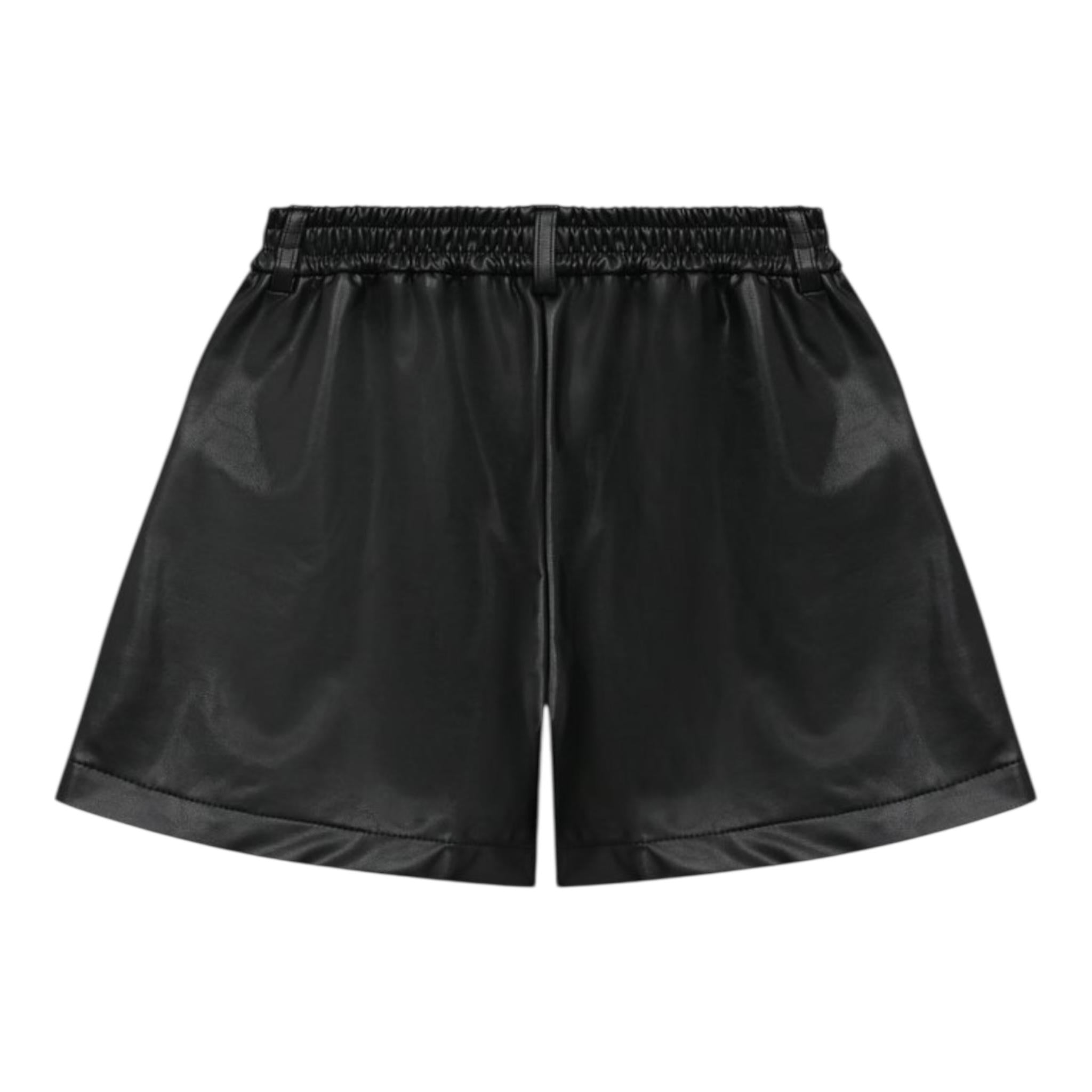 MONNALISA short tinta unita in ecopelle Nero per Bambina 17B403 NERO MONNALISA