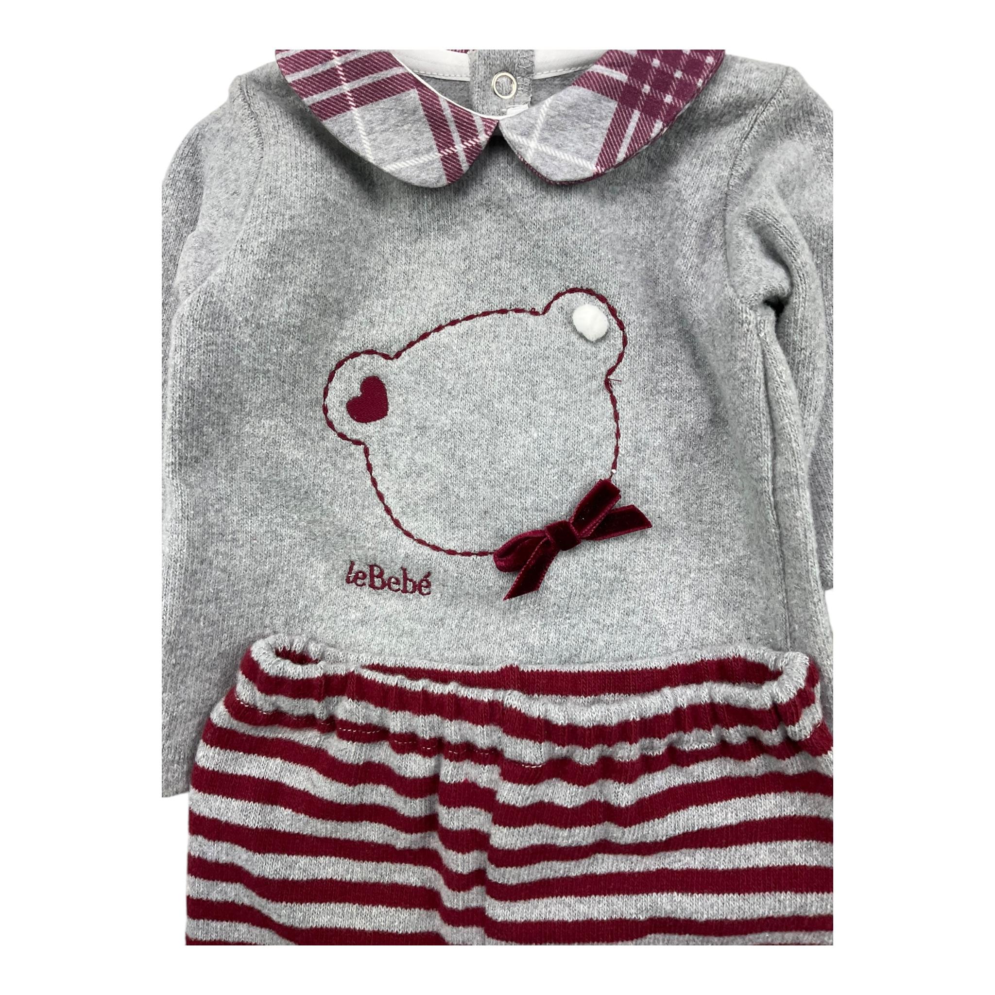 LE BEBE' completo 2pz maglia-ghettina bicolore con fantasia Grigio per Neonata LBG6124 GRIGIO LE BEBE'
