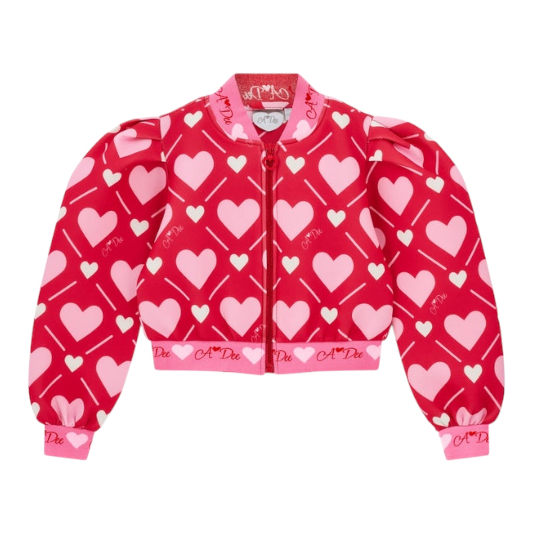 A Dee Felpa tinta unita con Zip E Stampa Cuori Fuxia per Bambina W251301 FUXIA  