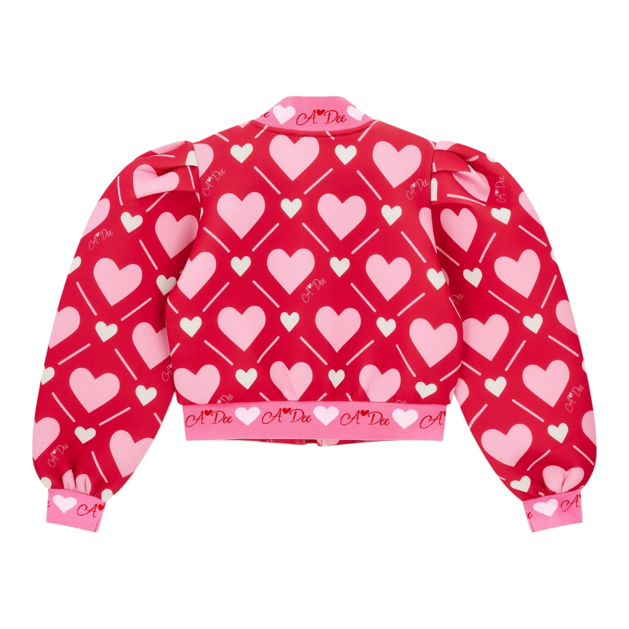 A Dee Felpa tinta unita con Zip E Stampa Cuori Fuxia per Bambina W251301 FUXIA  