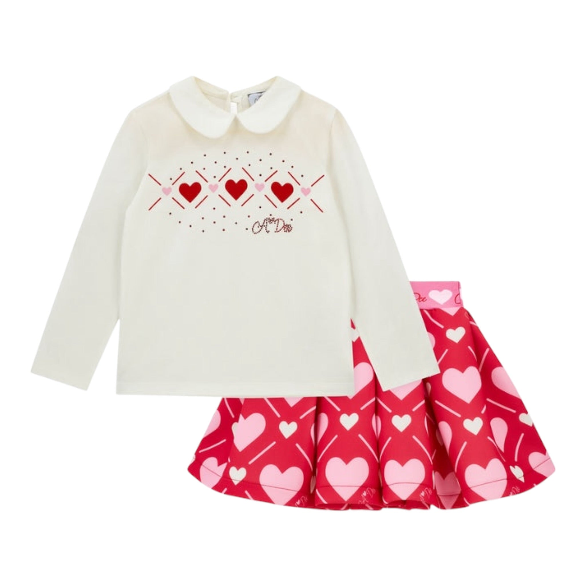 A Dee Completo 2Pz Shirt-Gonna Bianco per Bambina W251506J BIANCO  