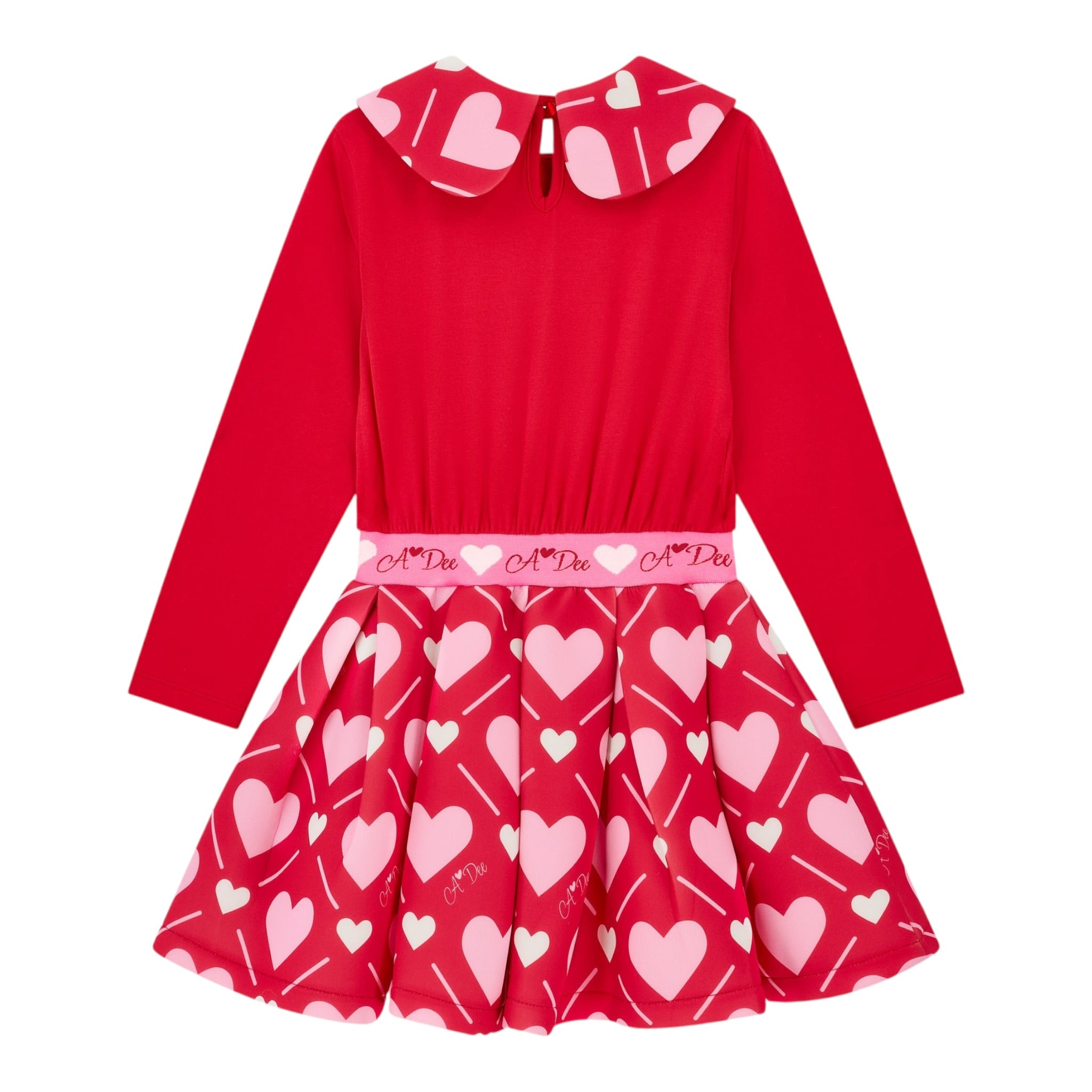 A Dee Abito tinta unita con Stampa Cuori Rosso per Bambina W251701 ROSSO  