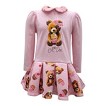 A Dee Abito tinta unita con Orsacchiotti Rosa per Bambina W252709 ROSA A DEE 