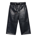 Abel & Lula Pantalone Palazzo tinta unita In Ecopelle Nero per Bambina 5726 NERO ABEL & LULA 