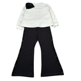 Abel & Lula Completo 2 Pezzi Felpa-Pantalone Bianco/Nero per Bambina FL6823 BIANCO/NERO ABEL & LULA 