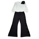 Abel & Lula Completo 2 Pezzi Felpa-Pantalone Bianco/Nero per Bambina FL6823 BIANCO/NERO ABEL & LULA 
