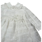 Aletta Abito Manica Lunga tinta unita con Tule Bianco per Neonata HP220335L BIANCO ALETTA 